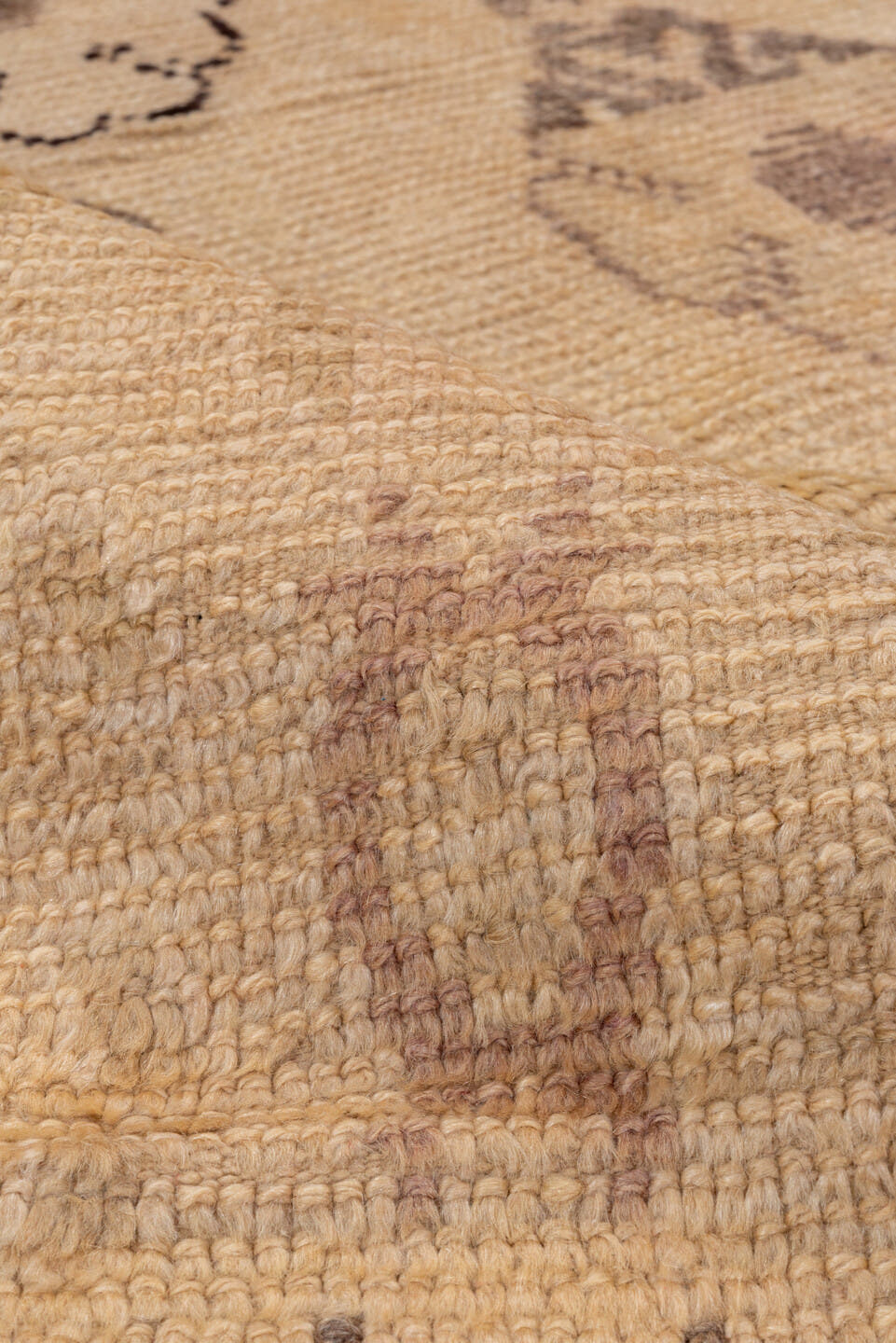 4' x 7' one-of-a-kind handmade vintage Moroccan rug. Color palette: camel, taupe, brown, charcoal, beige, gray, black