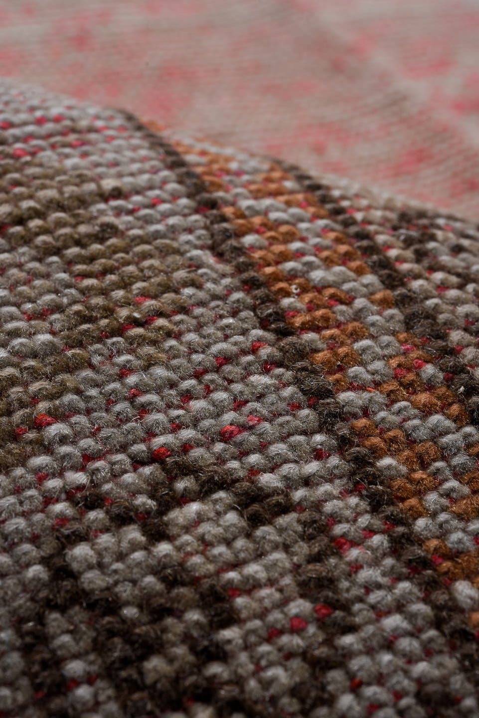 8' x 13' one-of-a-kind handmade antique Moroccan large size rug. Color palette: blush, ivory, taupe, brown, rose, camel