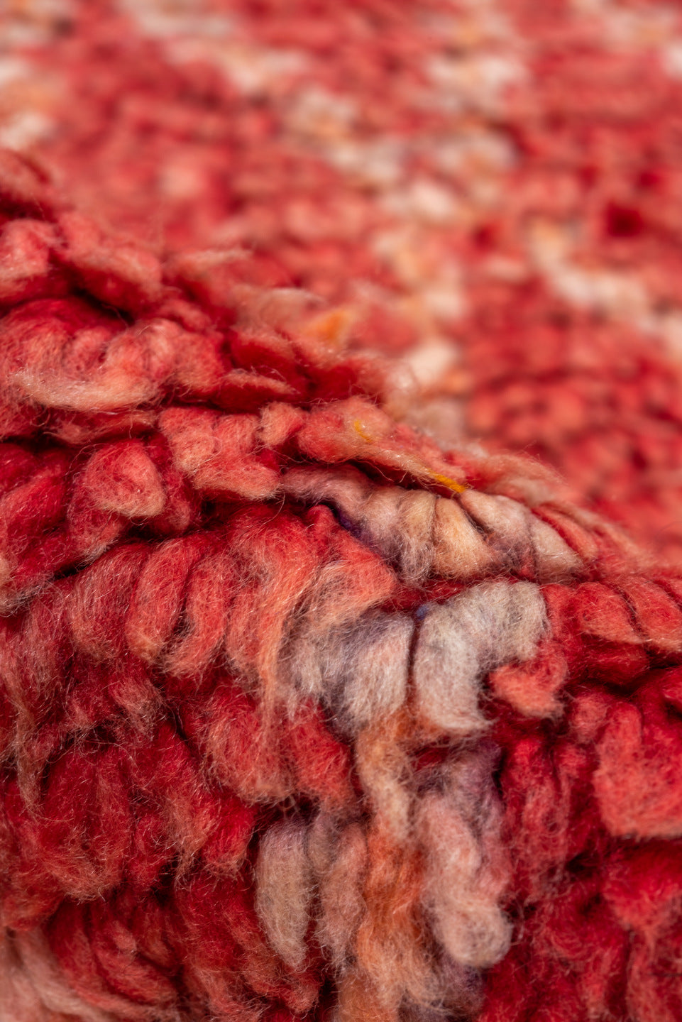 4' x 8' one-of-a-kind handmade vintage Moroccan rug. Color palette: coral, terra cotta, salmon, ivory, rose, terracotta
