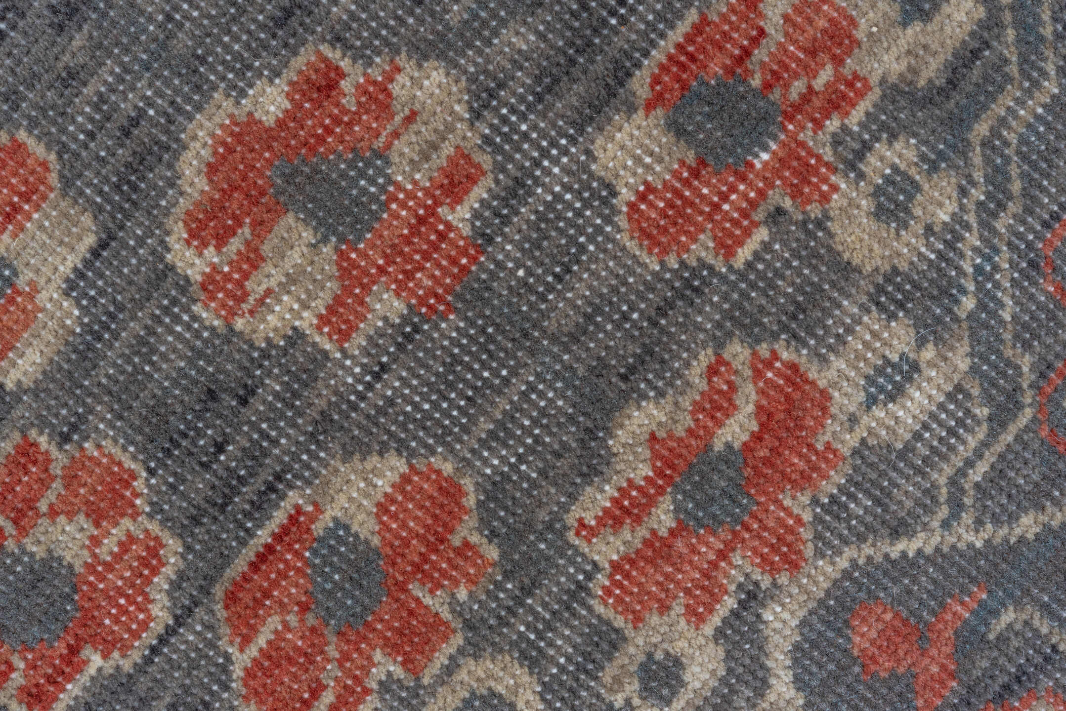 9' x 12' one-of-a-kind handmade machine-made Machine large size rug. Color palette: slate, rust, ivory, blue, taupe