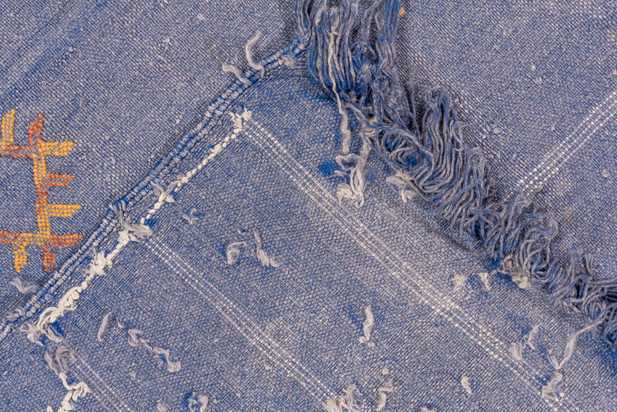 6' x 9' one-of-a-kind handmade vintage Cactus Kilim medium size rug. Color palette: blue, ivory, blush, rust, lavender, pink