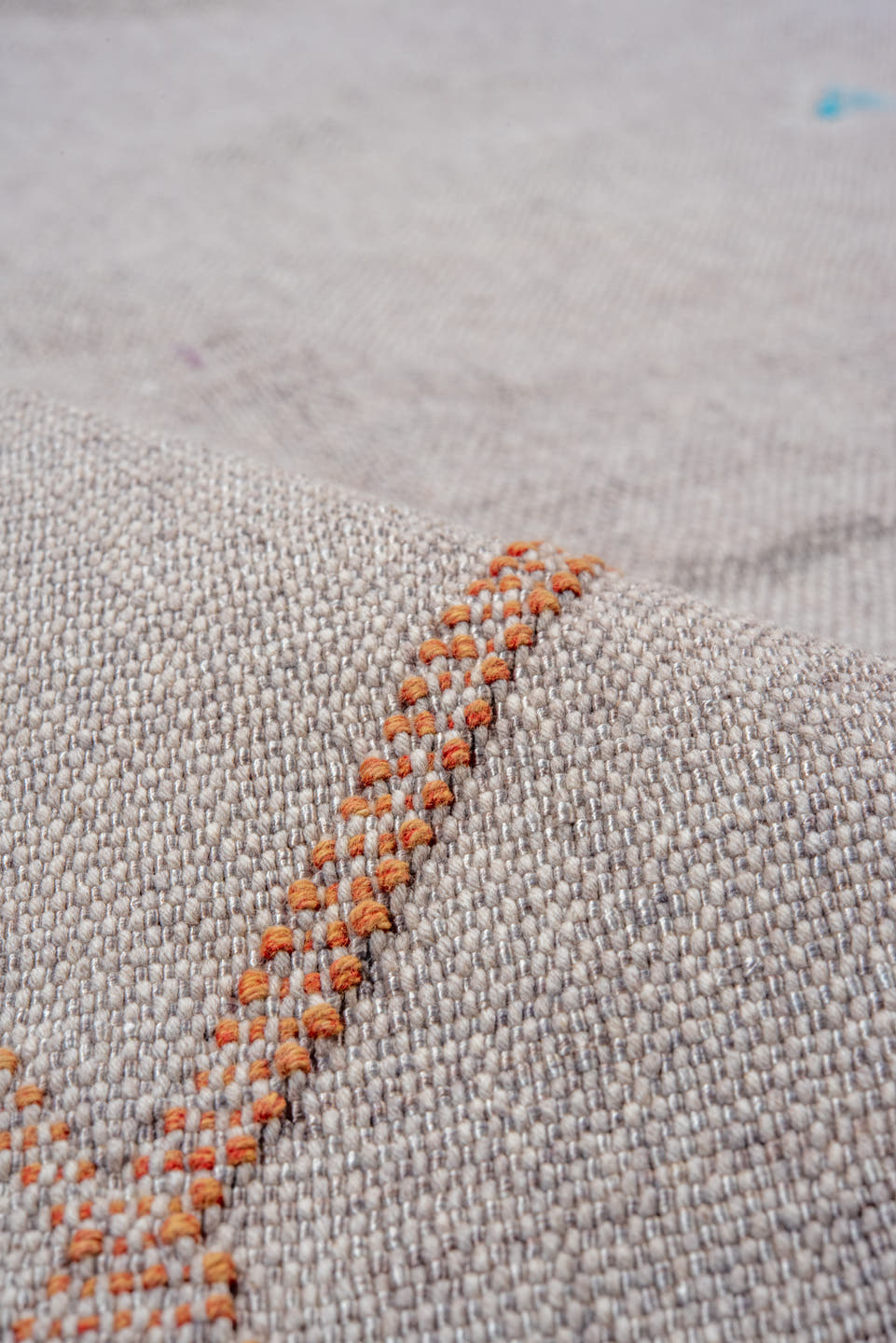 5' x 9' one-of-a-kind handmade vintage Cactus Kilim medium size rug. Color palette: blush, ivory, peach, aqua, lavender