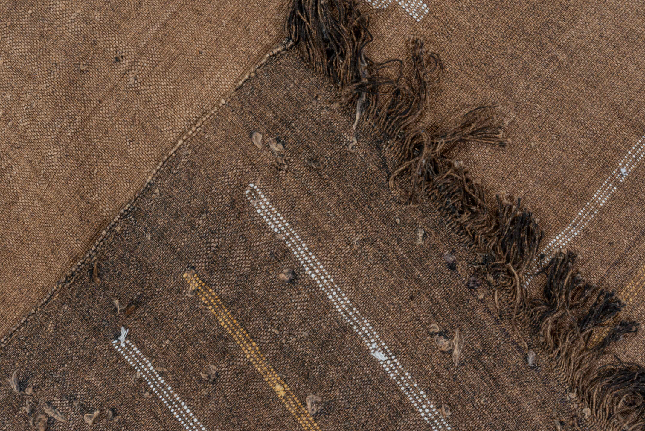 6' x 9' one-of-a-kind handmade vintage Cactus Kilim medium size rug. Color palette: camel, taupe, ivory, ochre, rose, brown
