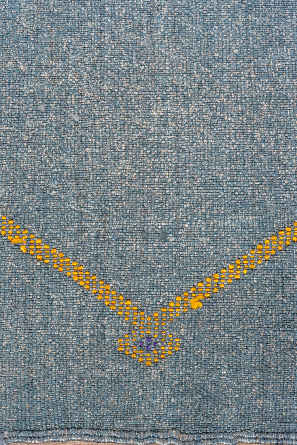 5' x 8' one-of-a-kind handmade vintage Cactus Kilim medium size rug. Color palette: arapawa, blue, brown, dark gray, fiord