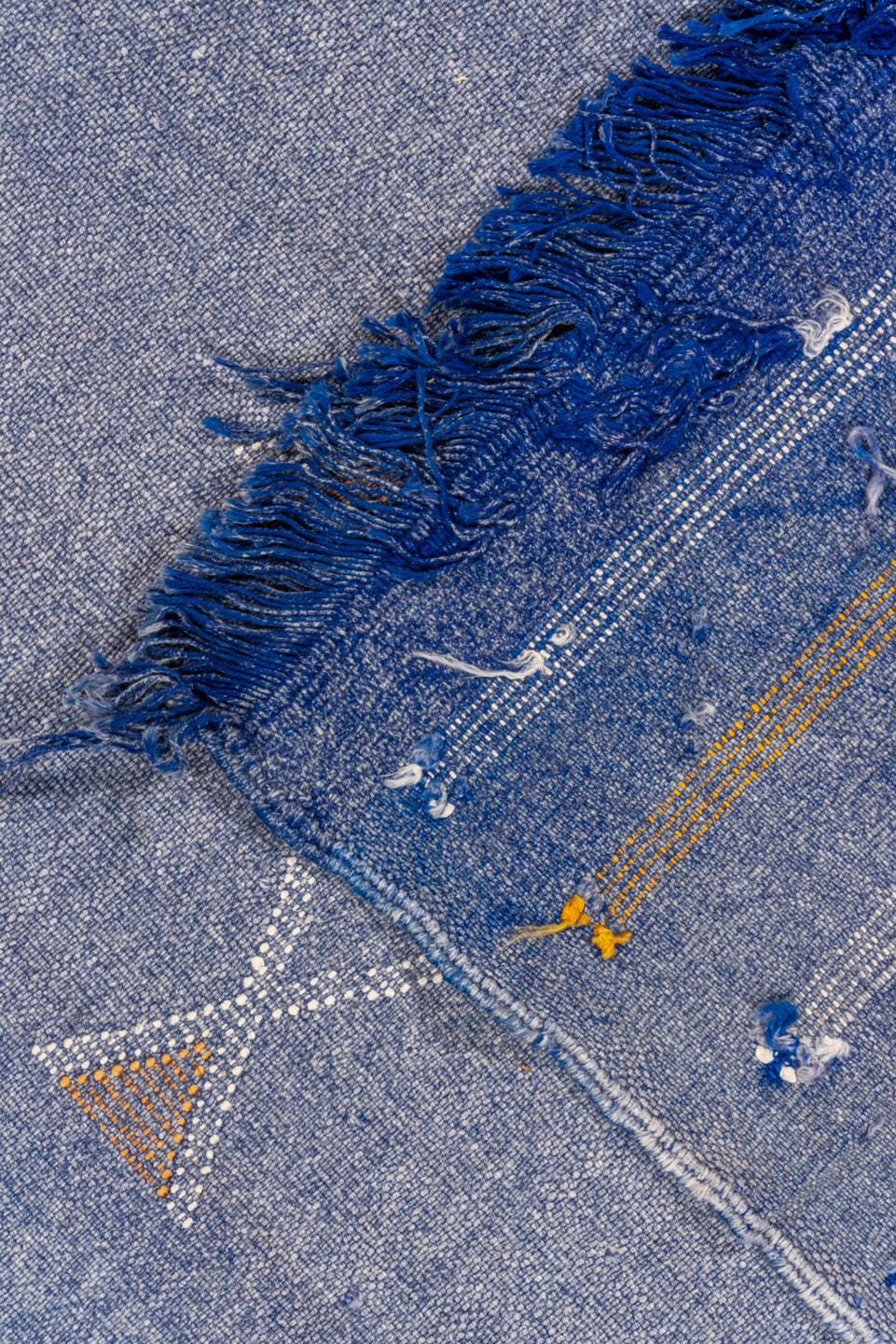 5' x 8' one-of-a-kind handmade vintage Cactus Kilim medium size rug. Color palette: faded blue, ivory, taupe, slate, blue