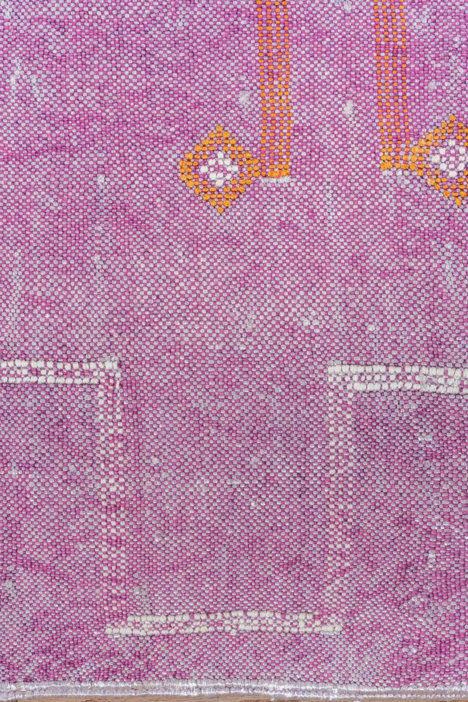 4' x 7' one-of-a-kind handmade vintage Cactus Kilim rug. Color palette: pink, lavender, ivory, rose, orange, plum