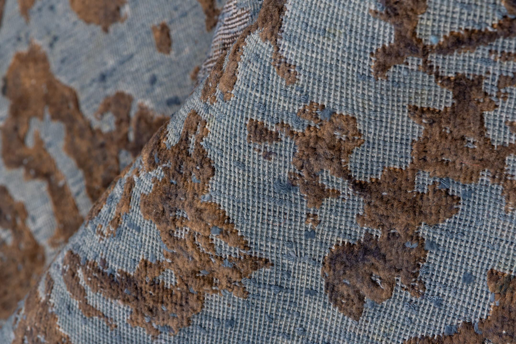 5' x 7' one-of-a-kind handmade vintage Overdyed rug. Color palette: blue, charcoal, slate, steel_blue, gray, black