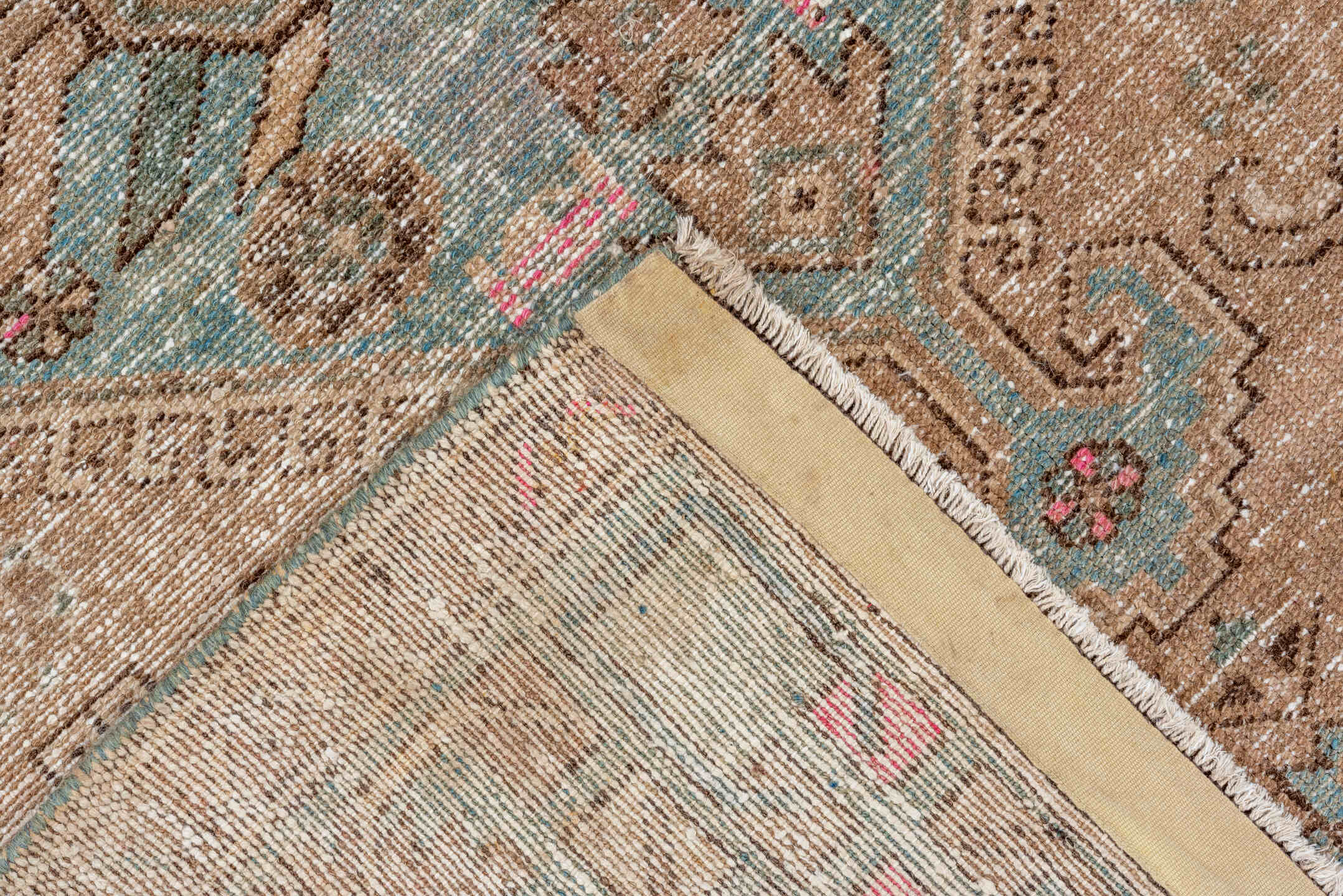 4' x 6' one-of-a-kind handmade antique Hamadan small size rug. Color palette: taupe, brown, sky blue, pink, charcoal, ivory