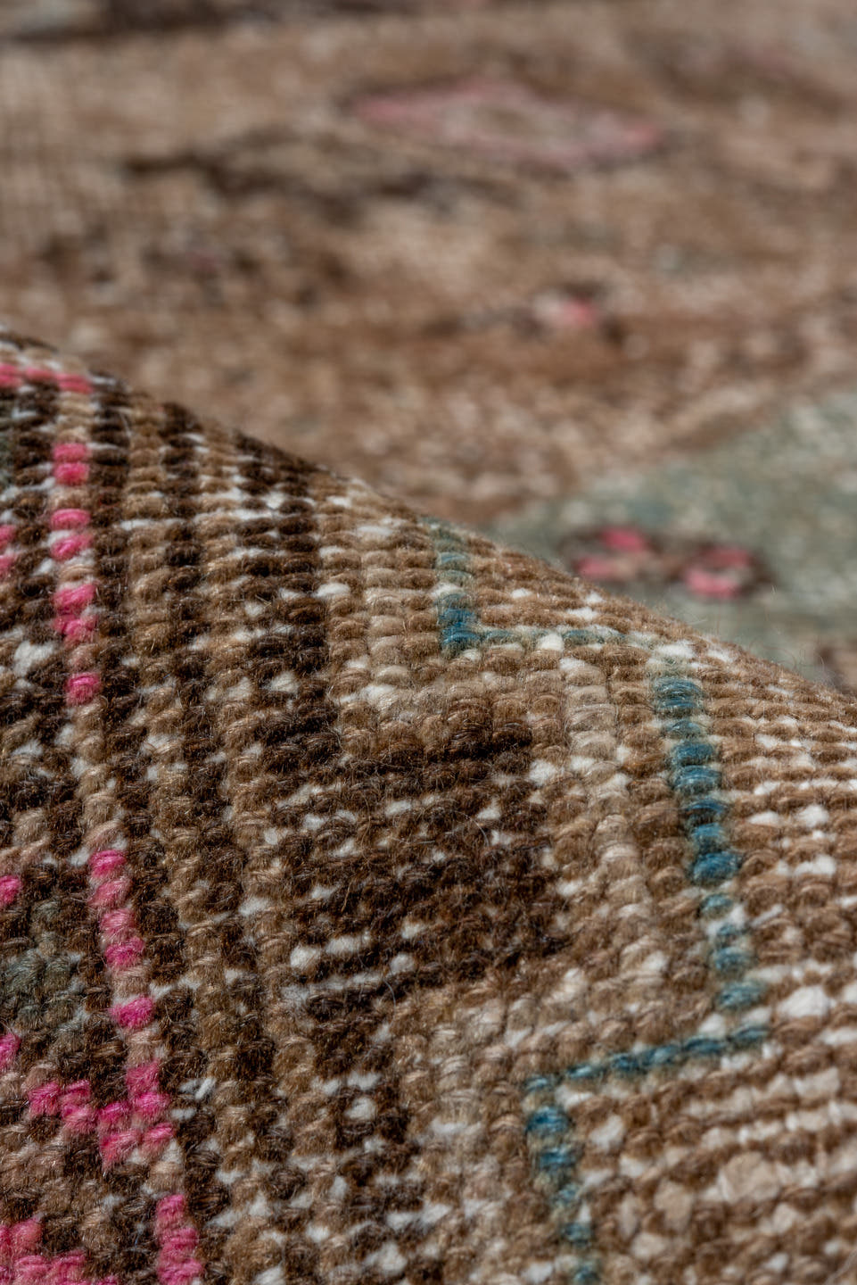 4' x 6' one-of-a-kind handmade antique Hamadan small size rug. Color palette: taupe, brown, sky blue, pink, charcoal, ivory