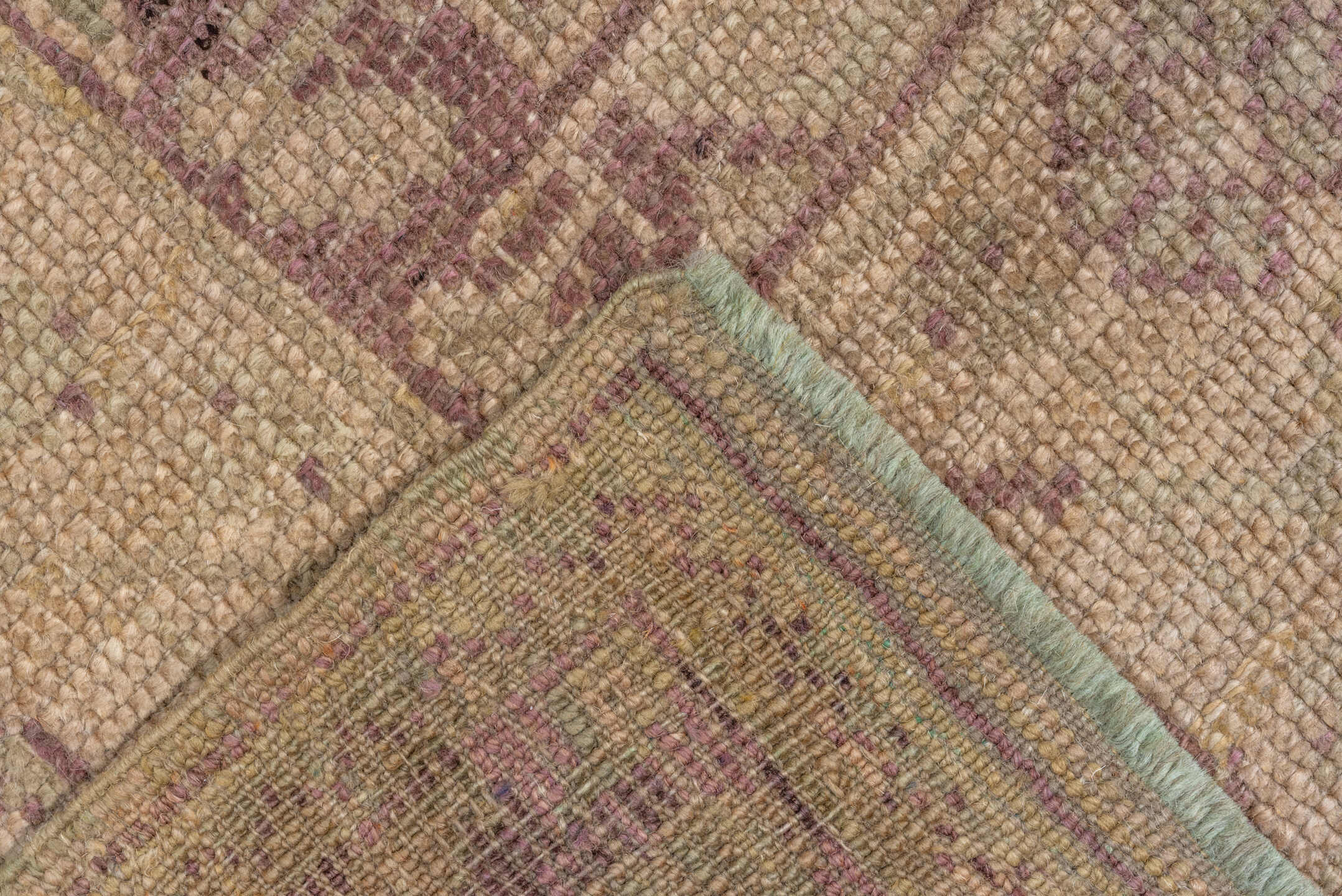 8' x 11' one-of-a-kind handmade vintage Oushak large size rug. Color palette: brown, gray, light gray, pink, redwood