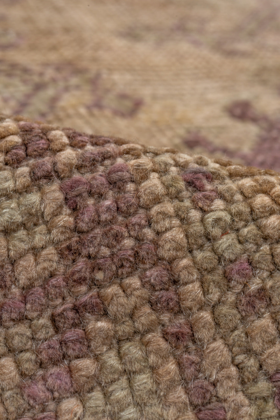 8' x 11' one-of-a-kind handmade vintage Oushak large size rug. Color palette: brown, gray, light gray, pink, redwood