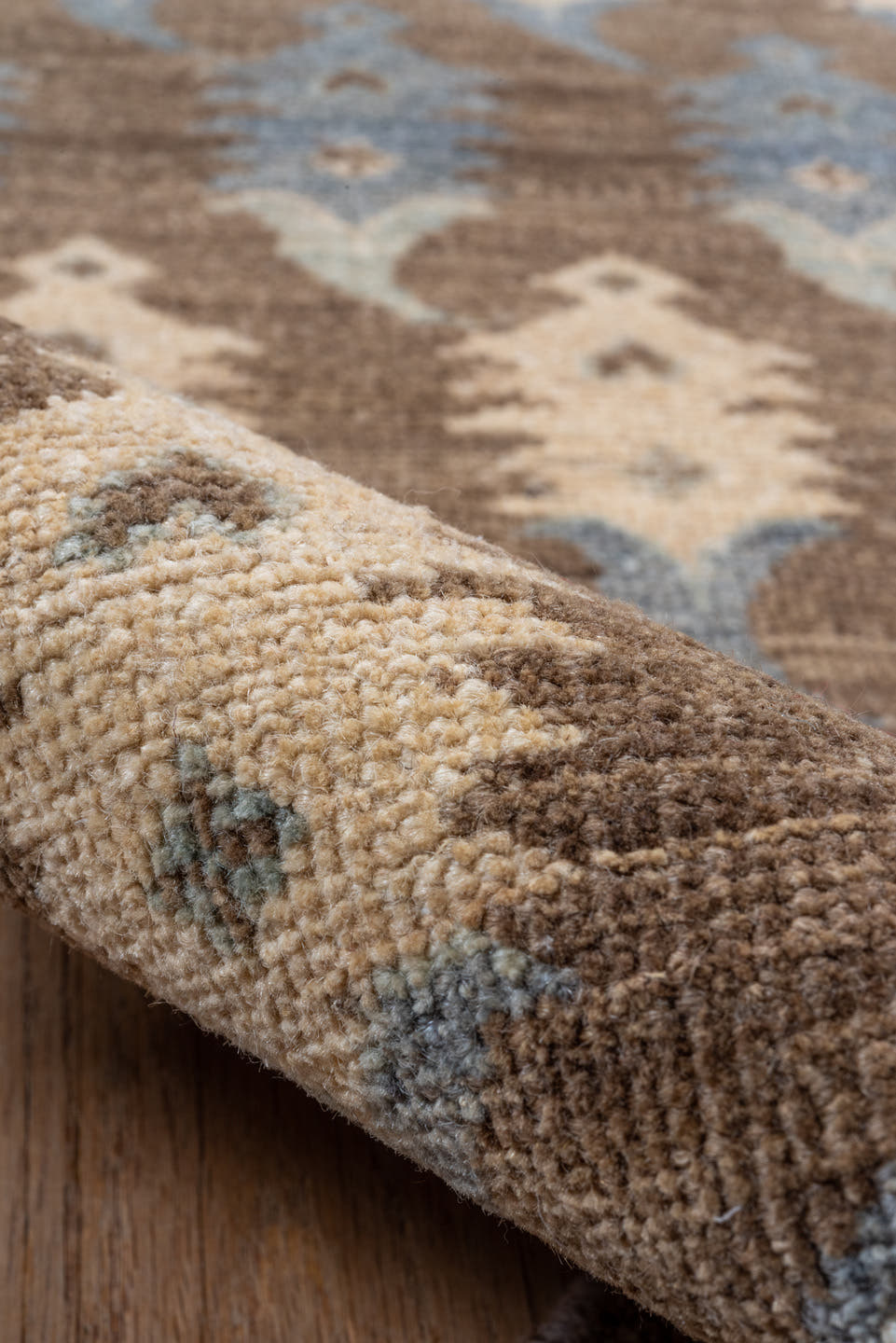 2' x 6' one-of-a-kind handmade vintage Botteh runner rug. Color palette: taupe, ivory, pale blue, brown, beige, gray