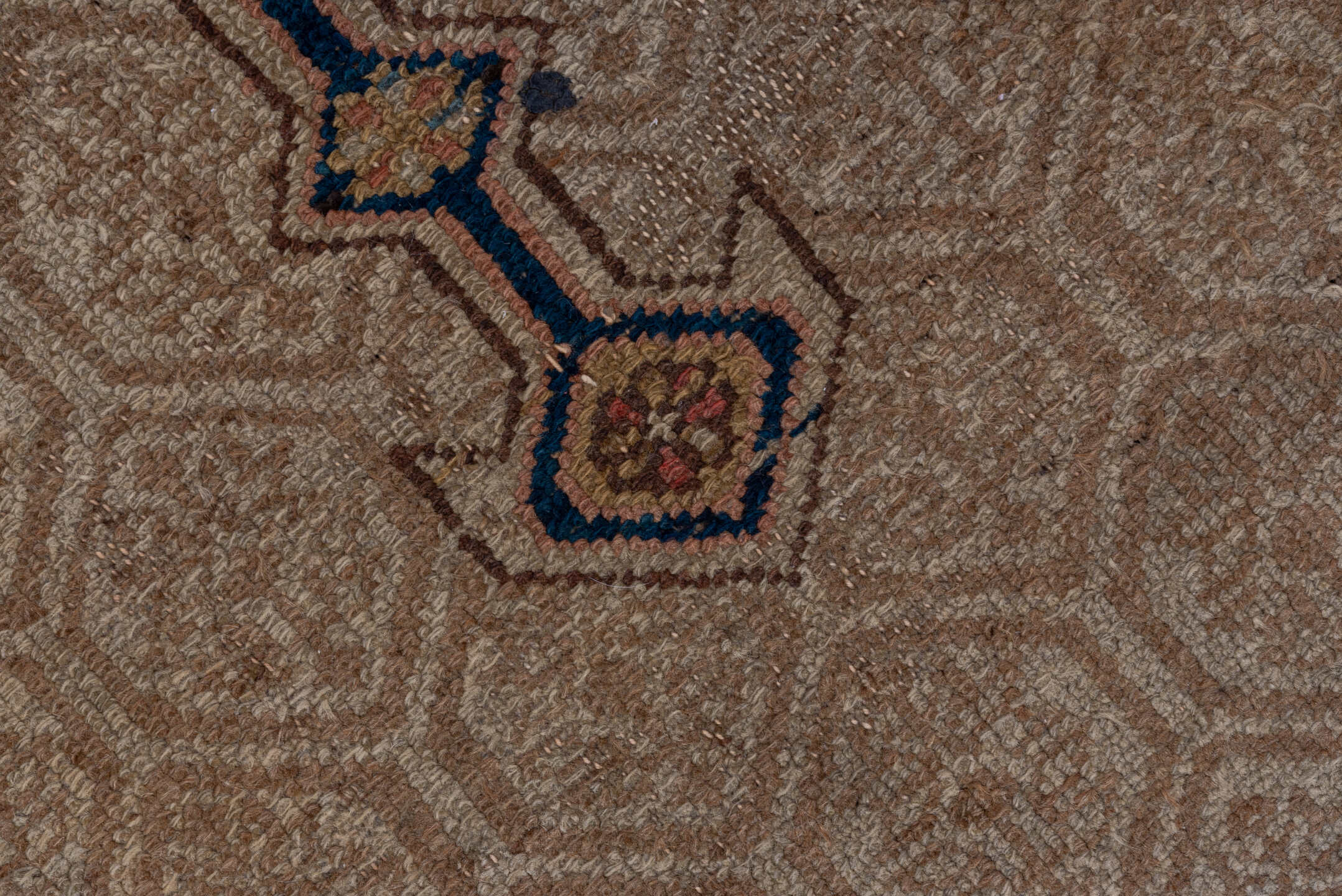4' x 6' one-of-a-kind handmade vintage Cam Hamadan small size rug. Color palette: camel, ivory, rust, navy, taupe, soft blue