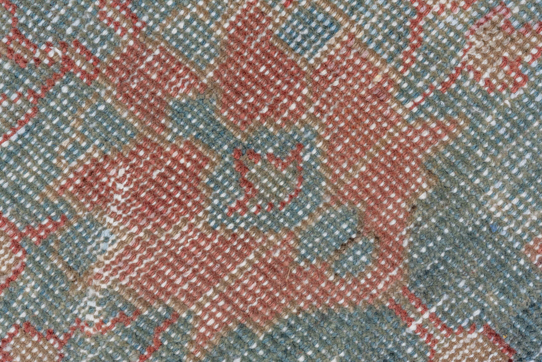 10' x 14' one-of-a-kind handmade antique Mahal oversize rug. Color palette: aqua, rose, rust, ivory, taupe, slate, teal