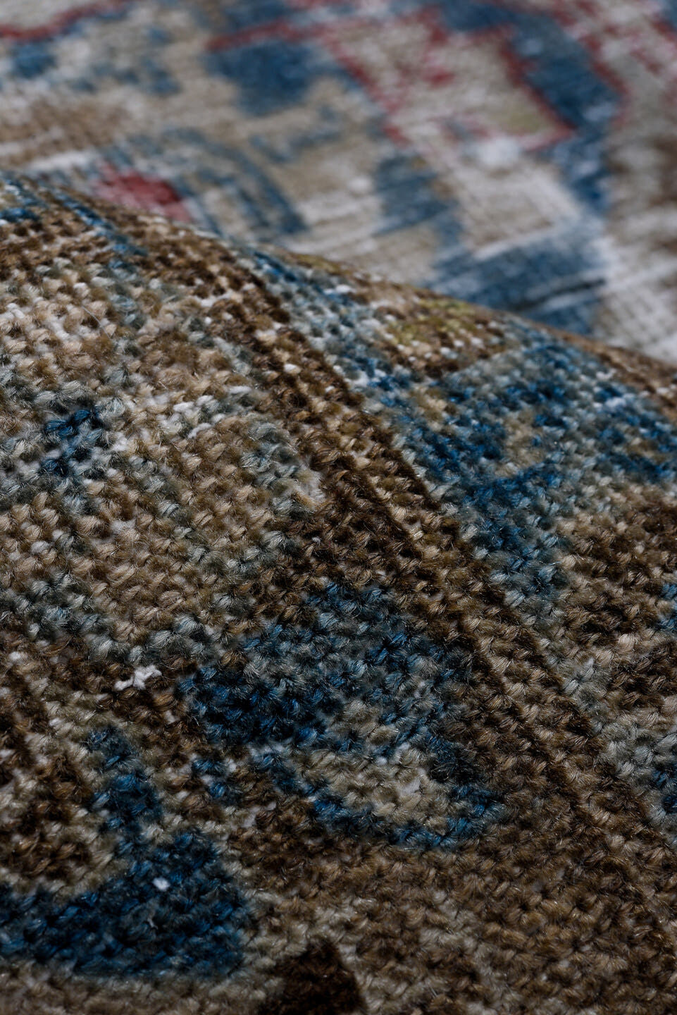 8' x 11' one-of-a-kind handmade antique Tabriz large size rug. Color palette: blue, ivory, taupe, rust, sage, rose, brown