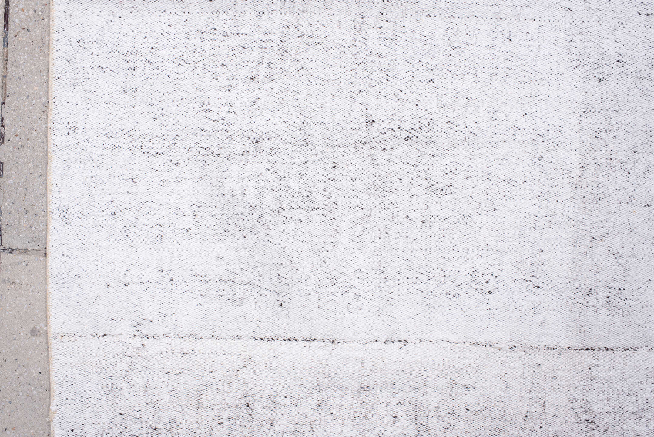 7' x 7' one-of-a-kind handmade antique Flatweave rug. Color palette: ivory, cream, taupe, pale gray, beige, gray, light gray