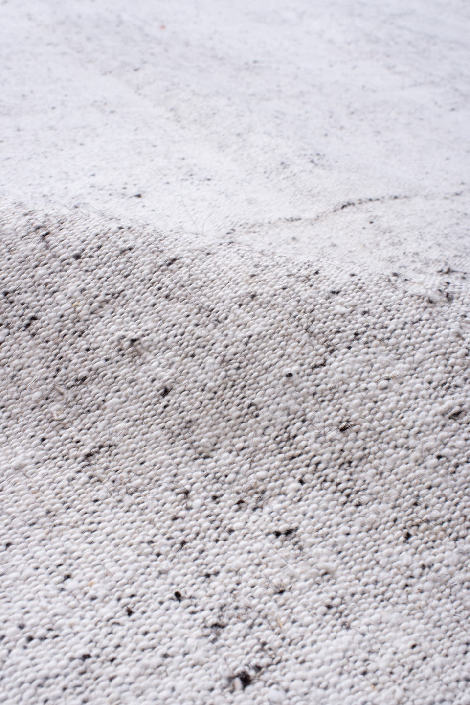 7' x 7' one-of-a-kind handmade antique Flatweave rug. Color palette: ivory, cream, taupe, pale gray, beige, gray, light gray