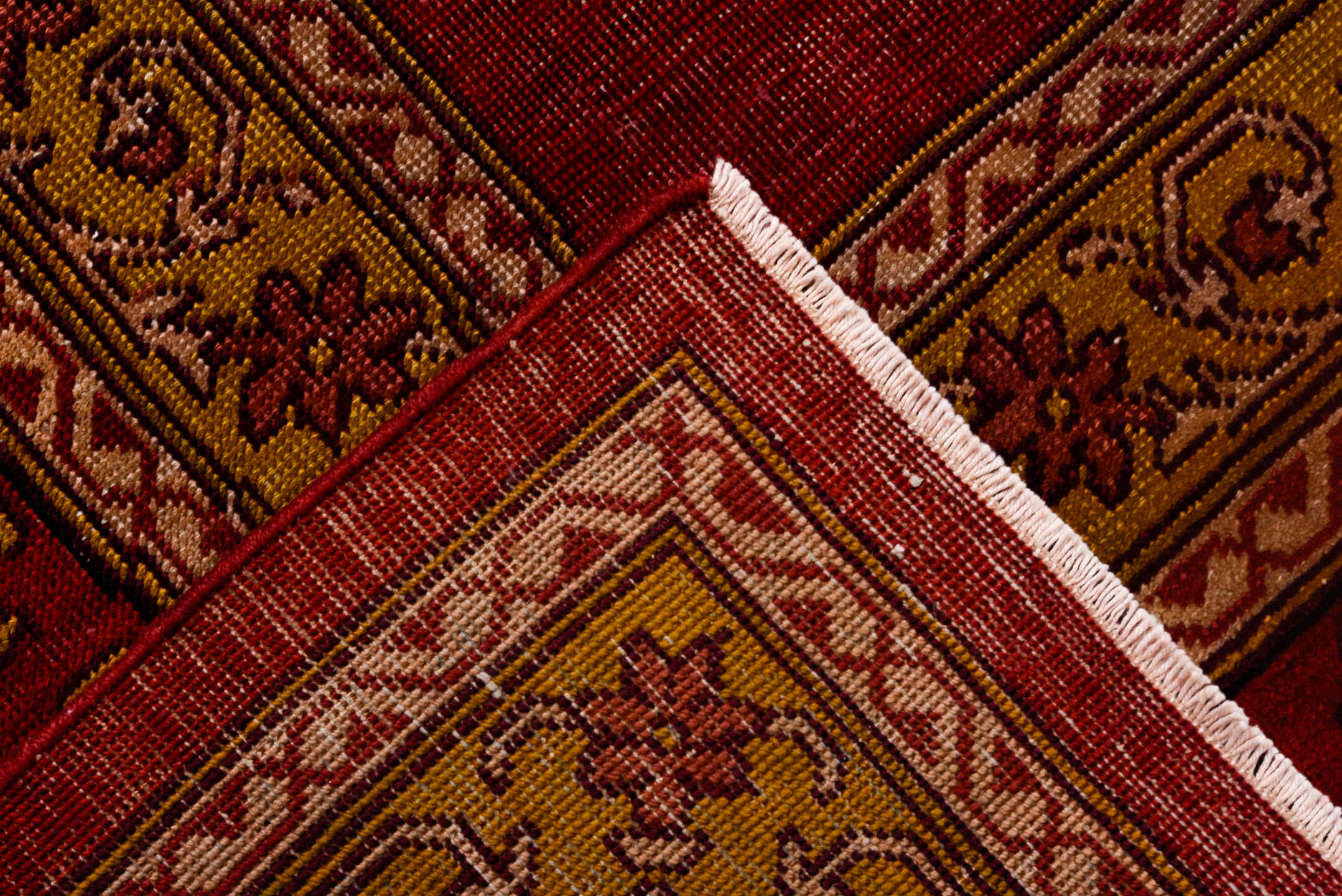 9' x 12' one-of-a-kind handmade vintage Agra large size rug. Color palette: brown, off-white, orange, pink, red, redwood