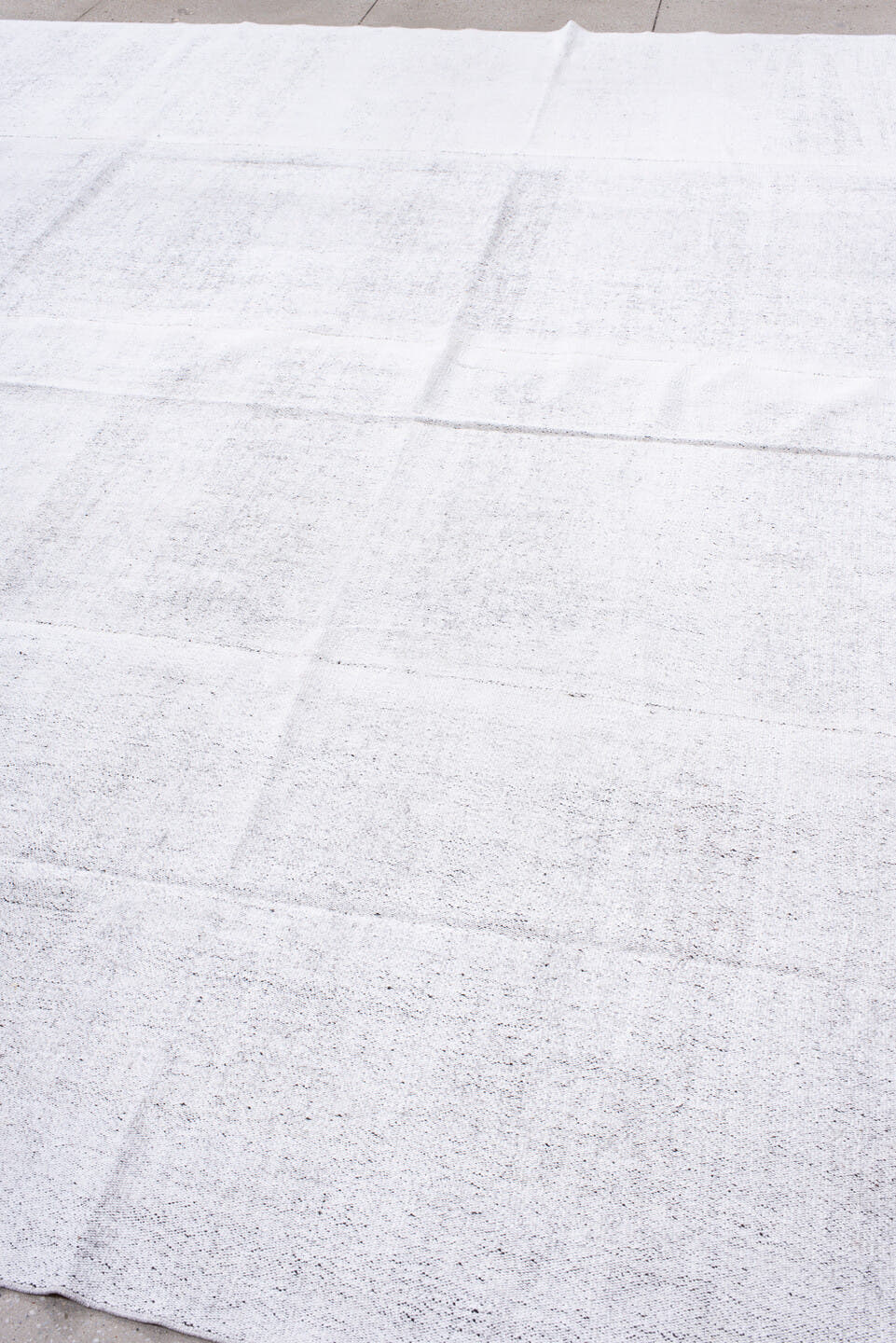 10' x 12' one-of-a-kind handmade antique Flatweave large size rug. Color palette: ivory, cream, pale gray, light gray