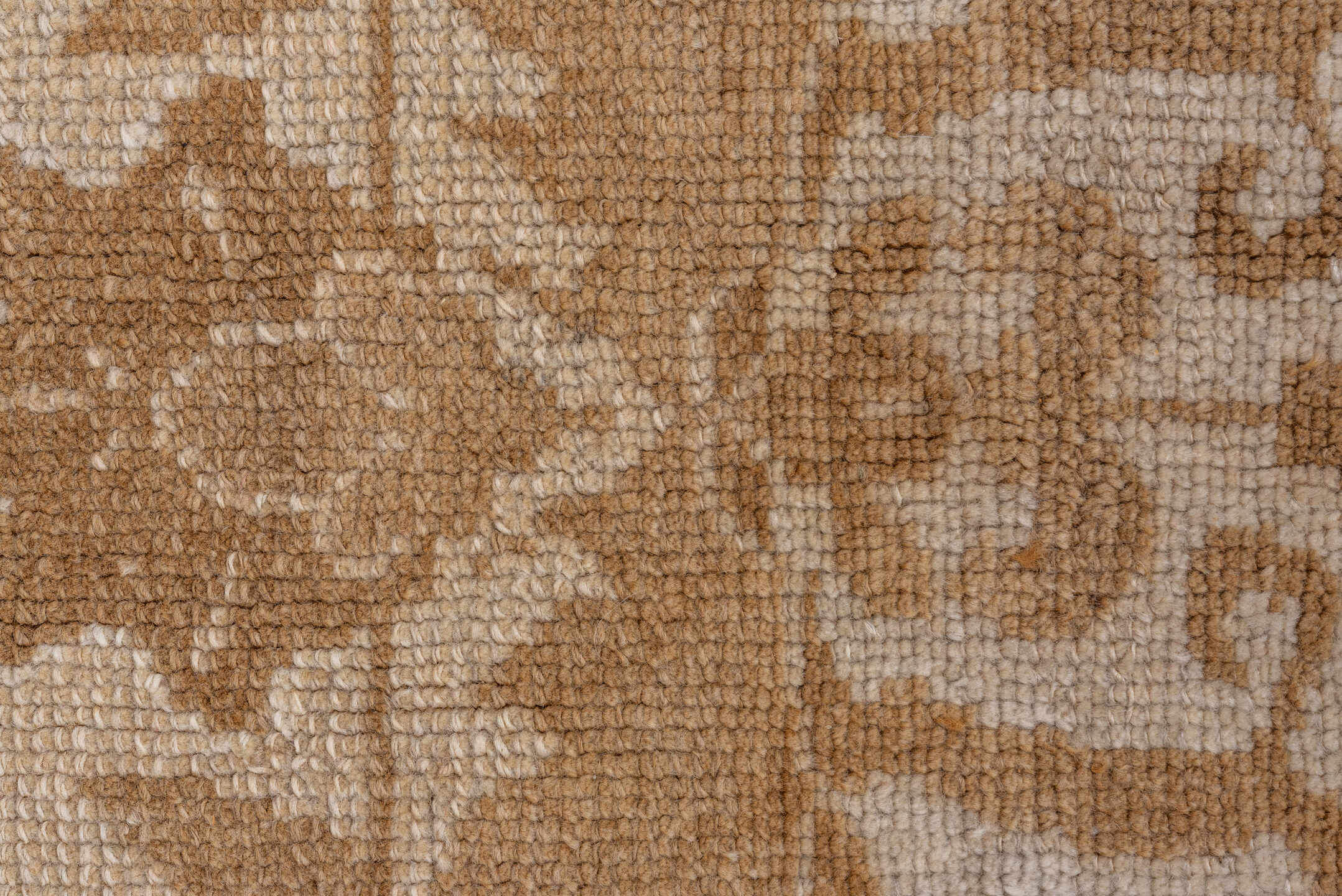 7' x 10' one-of-a-kind handmade vintage Kars large size rug. Color palette: camel, ivory, taupe, beige, brown, gray