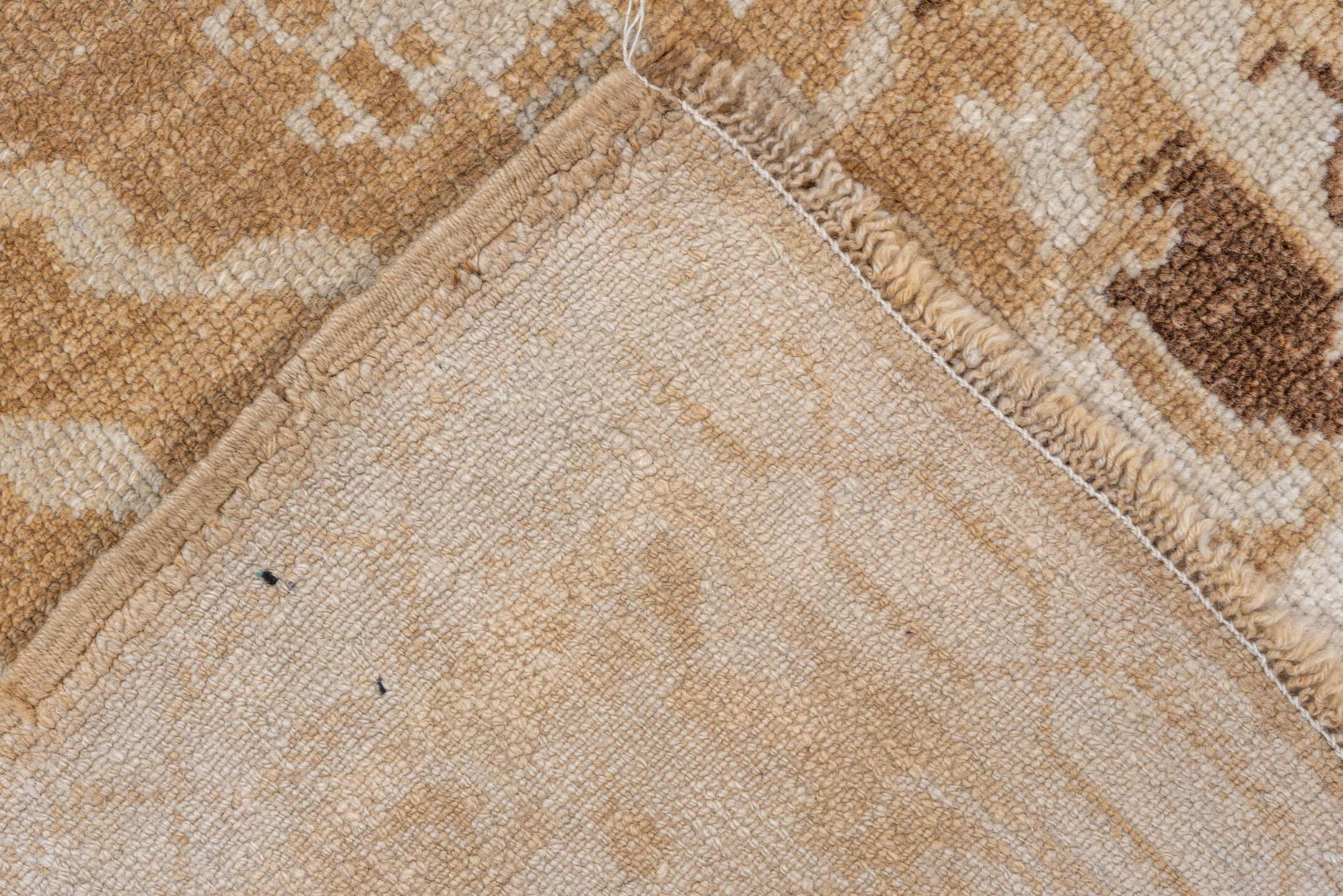 7' x 10' one-of-a-kind handmade vintage Kars large size rug. Color palette: camel, ivory, taupe, beige, brown, gray