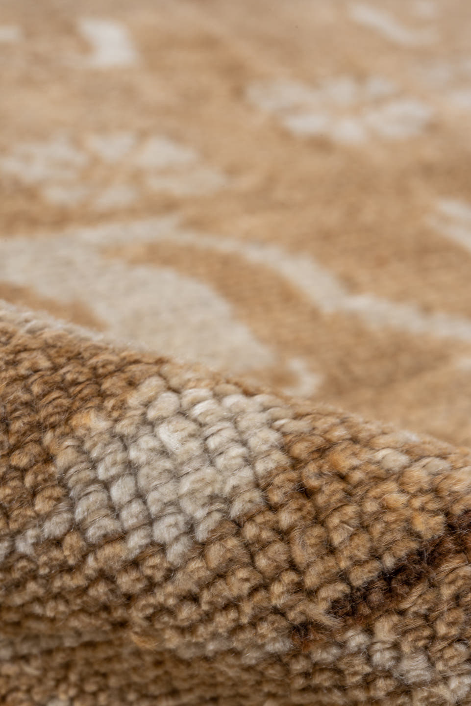 7' x 10' one-of-a-kind handmade vintage Kars large size rug. Color palette: camel, ivory, taupe, beige, brown, gray
