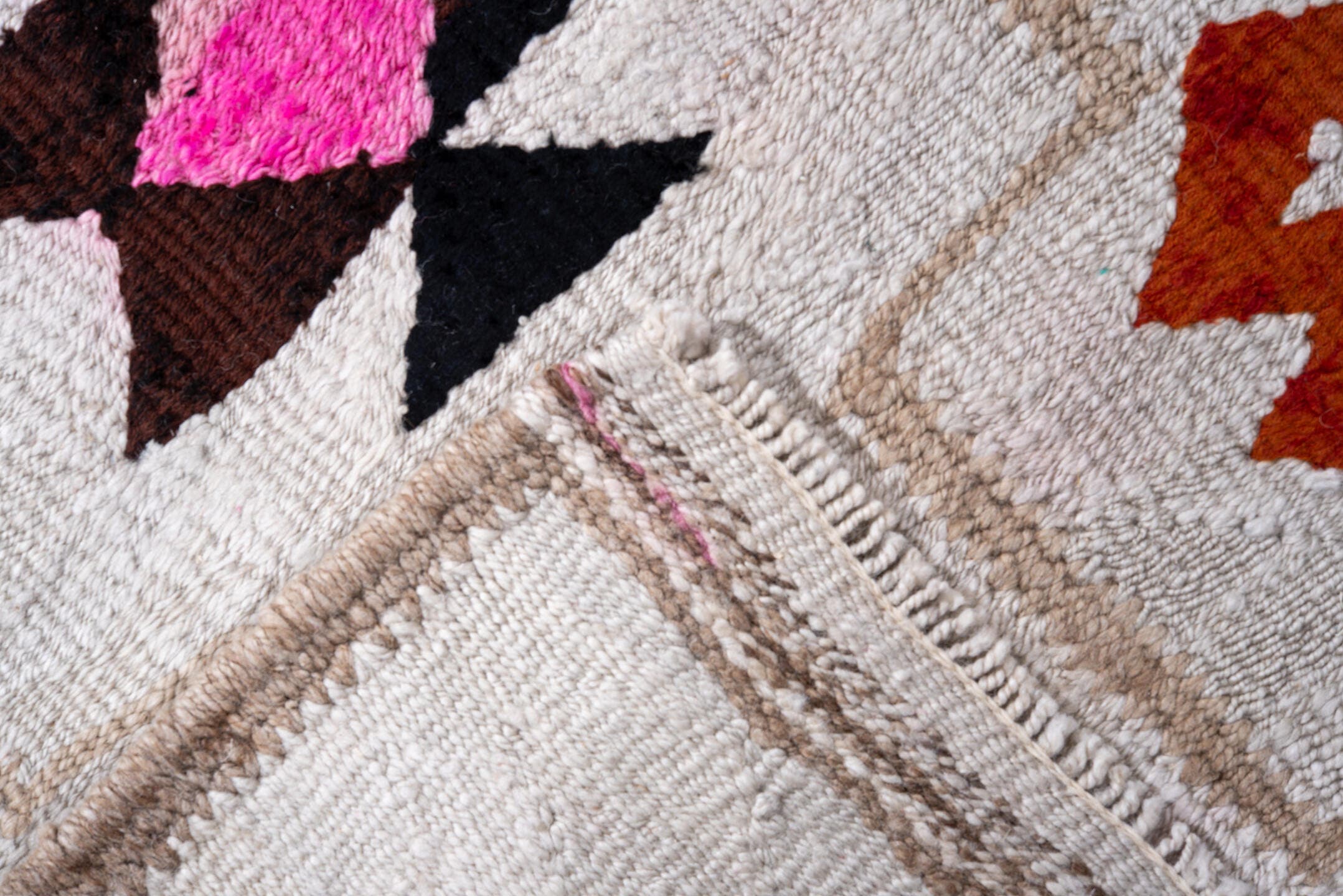 2' x 10' one-of-a-kind handmade antique Kilim runner rug. Color palette: ivory, crimson, rust, taupe, brown, gold, gray