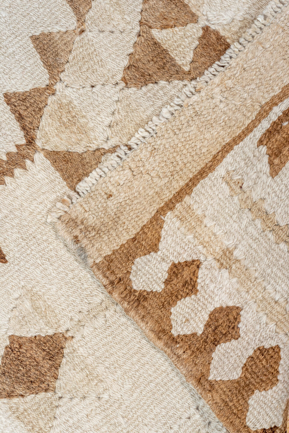 3' x 9' one-of-a-kind handmade antique Kilim runner rug. Color palette: ivory, taupe, brown, beige, gray