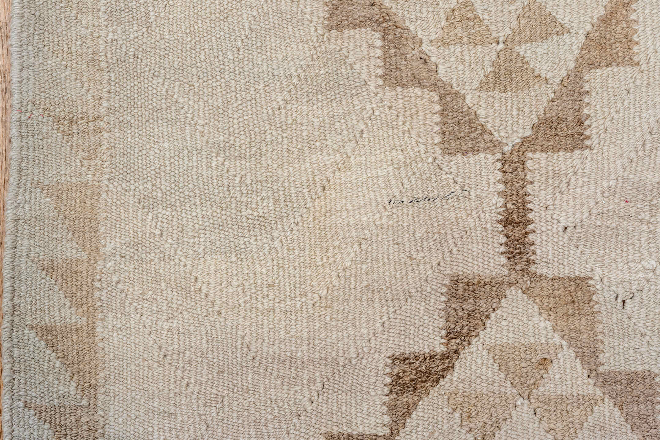 2' x 9' one-of-a-kind handmade vintage Kilim runner rug. Color palette: brown, gray, light gray, off-white, pink, snow