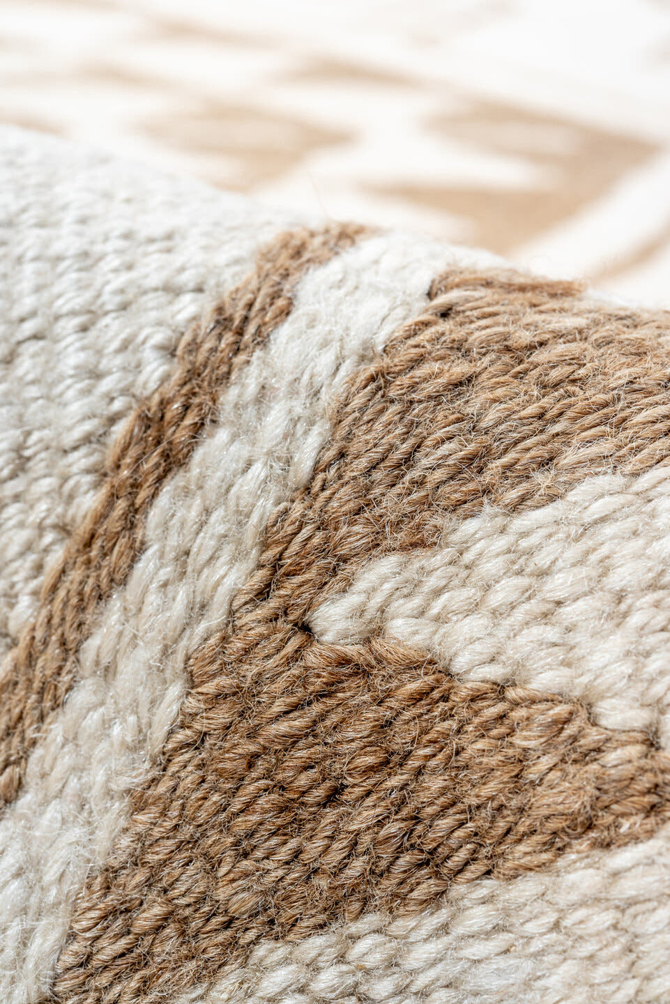 3' x 11' one-of-a-kind handmade antique Kilim runner rug. Color palette: ivory, taupe, camel, brown, beige, gray