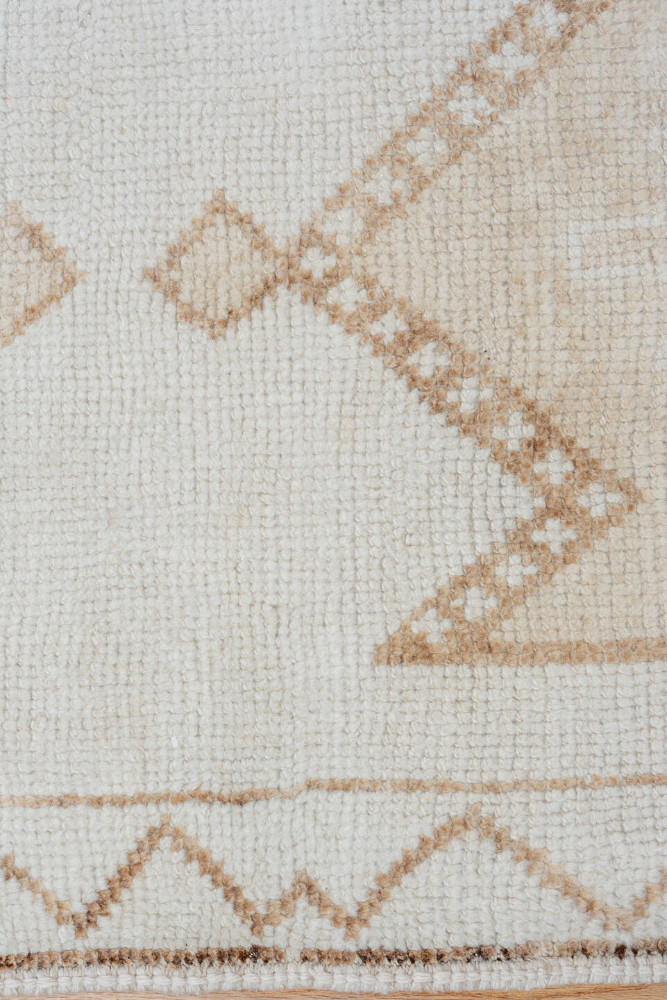 3' x 11' one-of-a-kind handmade vintage Kars runner rug. Color palette: ivory, beige, taupe, camel, gray