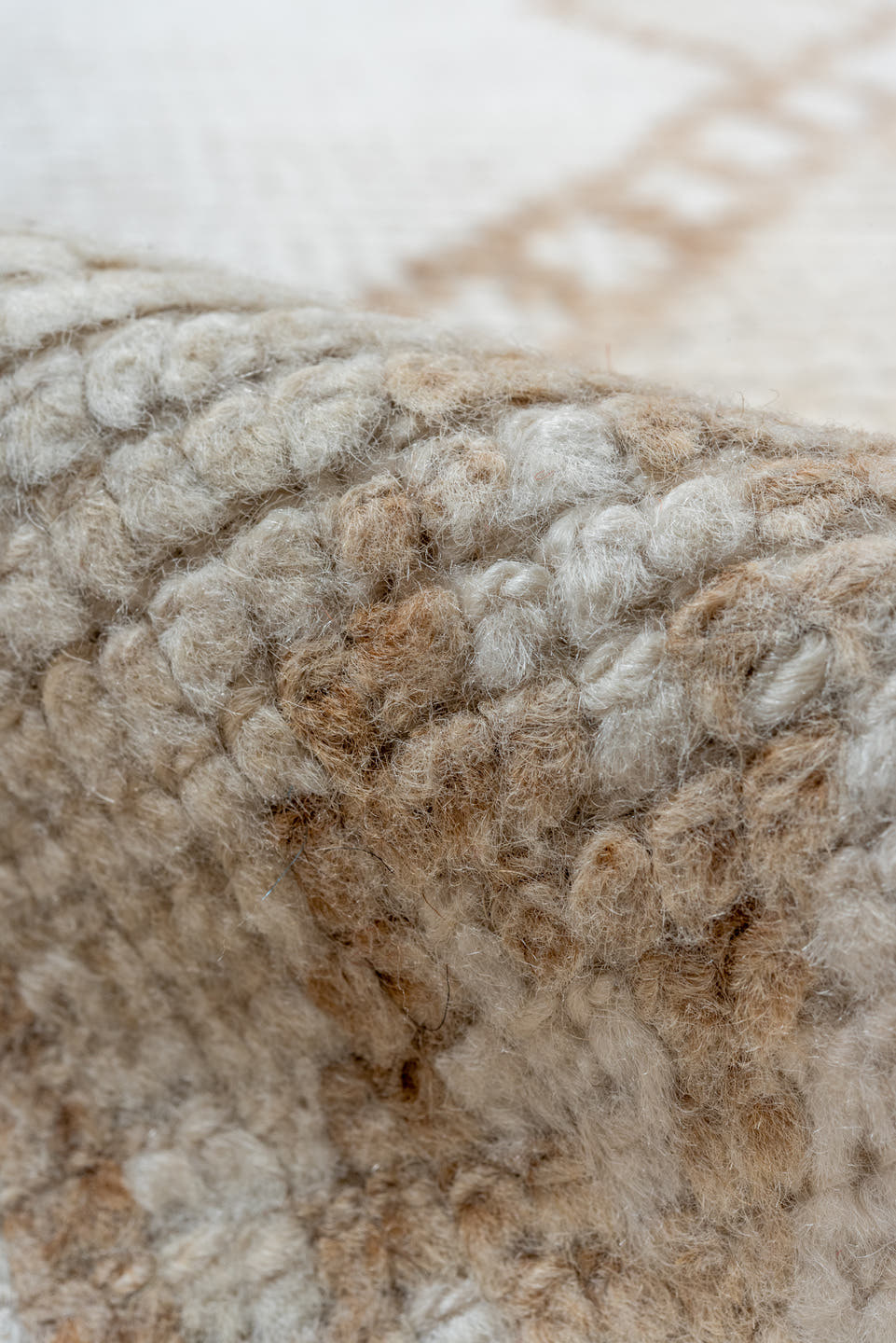 3' x 11' one-of-a-kind handmade vintage Kars runner rug. Color palette: ivory, beige, taupe, camel, gray