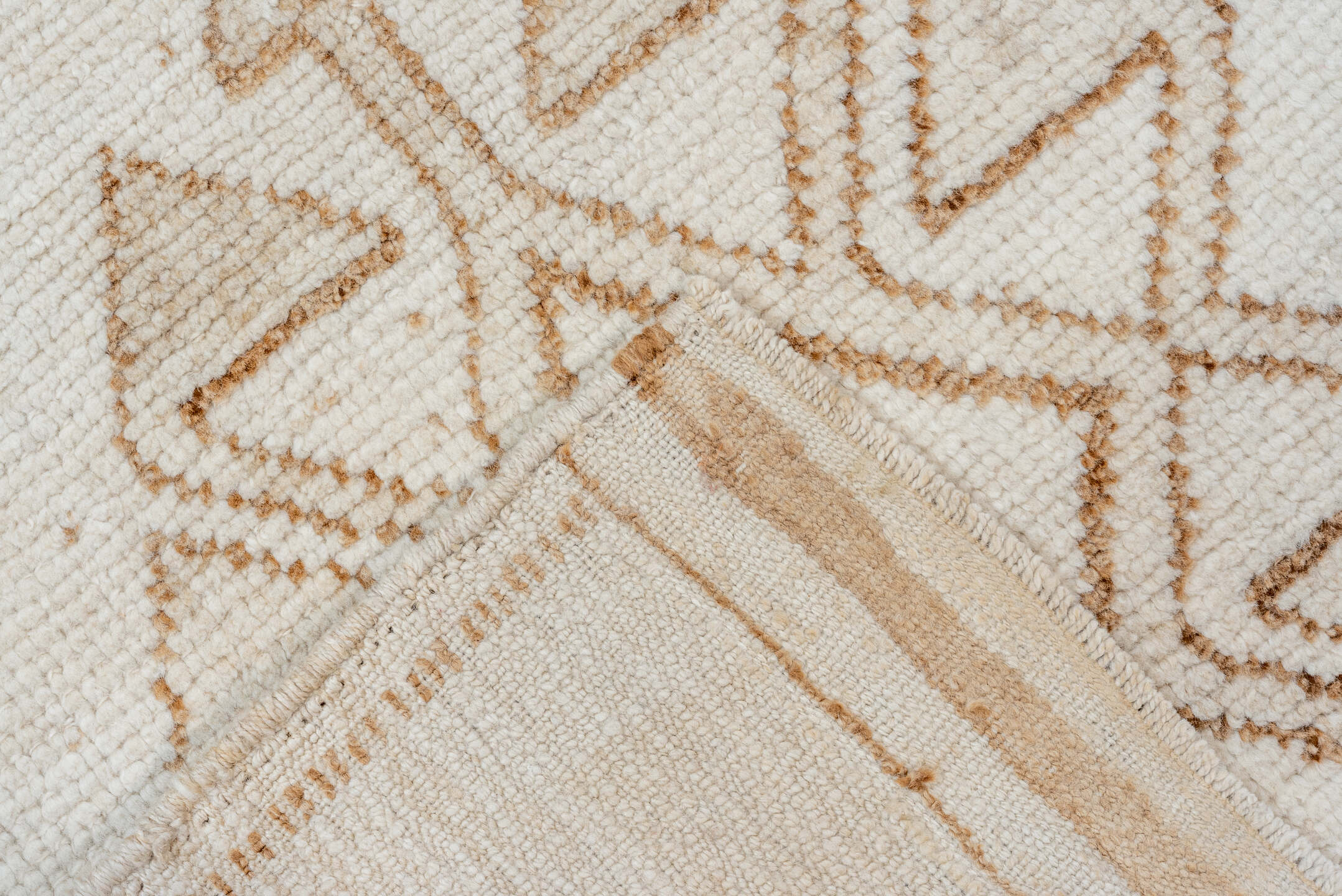 3' x 11' one-of-a-kind handmade vintage Kars runner rug. Color palette: brown, gainsboro, gray, light gray, linen, off-white