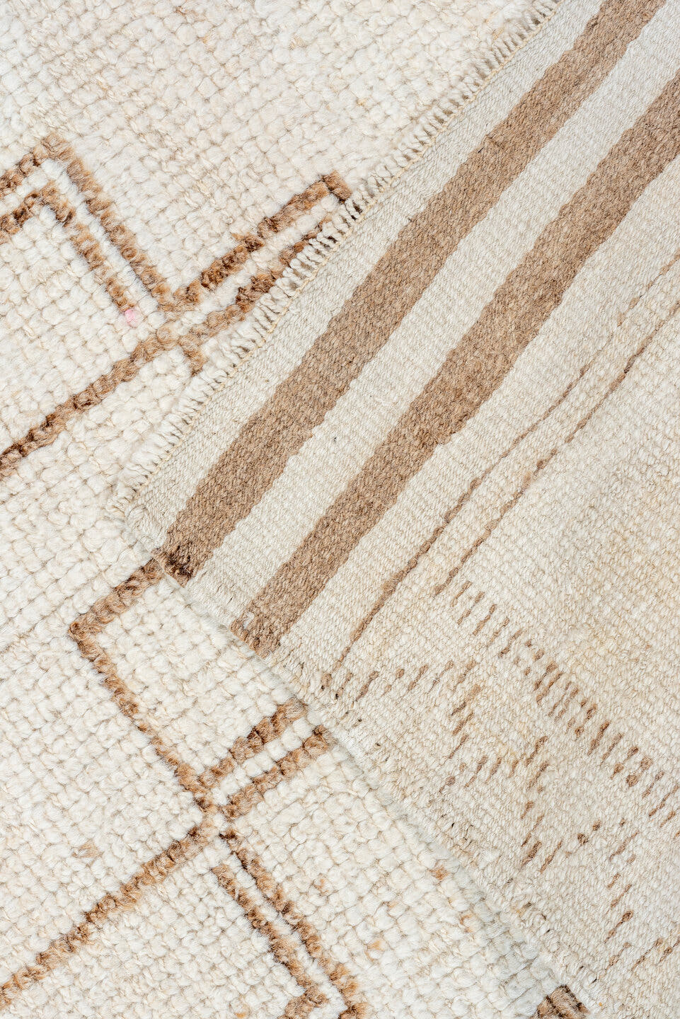 2' x 10' one-of-a-kind handmade vintage Kars runner rug. Color palette: ivory, taupe, brown, beige, gray