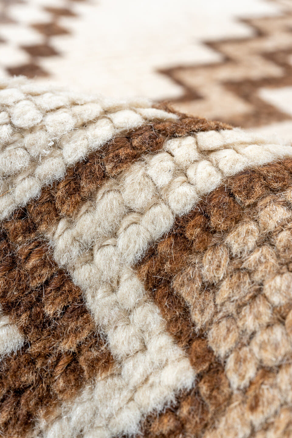 3' x 10' one-of-a-kind handmade vintage Kars runner rug. Color palette: ivory, brown, taupe, camel, beige, gray