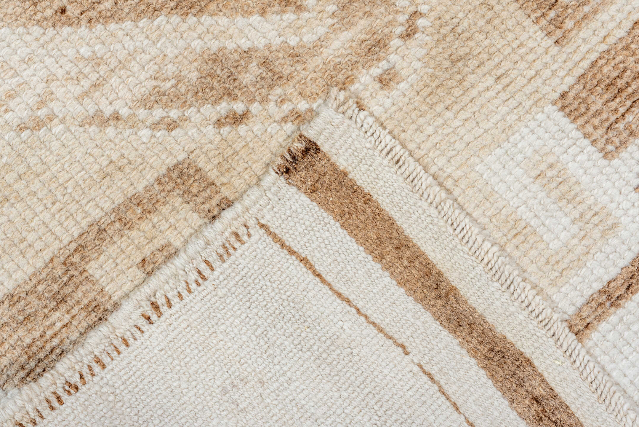 3' x 10' one-of-a-kind handmade vintage Kars runner rug. Color palette: ivory, taupe, beige, camel, cream, gray