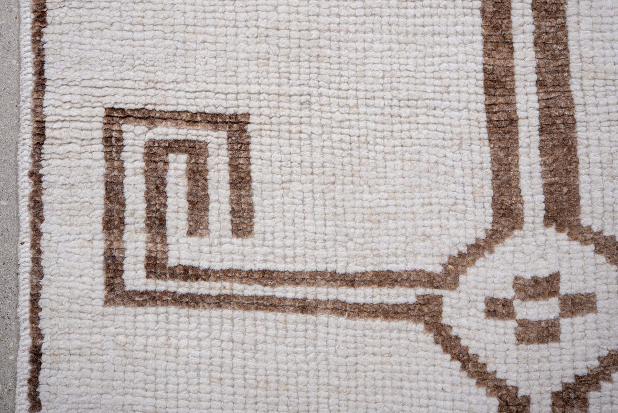 3' x 11' one-of-a-kind handmade vintage Kars runner rug. Color palette: ivory, taupe, camel, brown, beige, gray