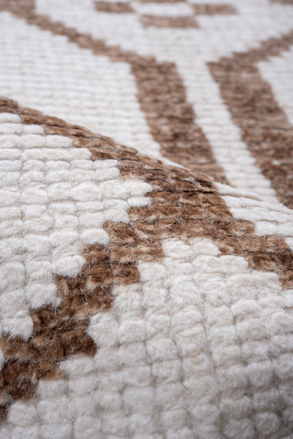 3' x 11' one-of-a-kind handmade vintage Kars runner rug. Color palette: ivory, taupe, camel, brown, beige, gray