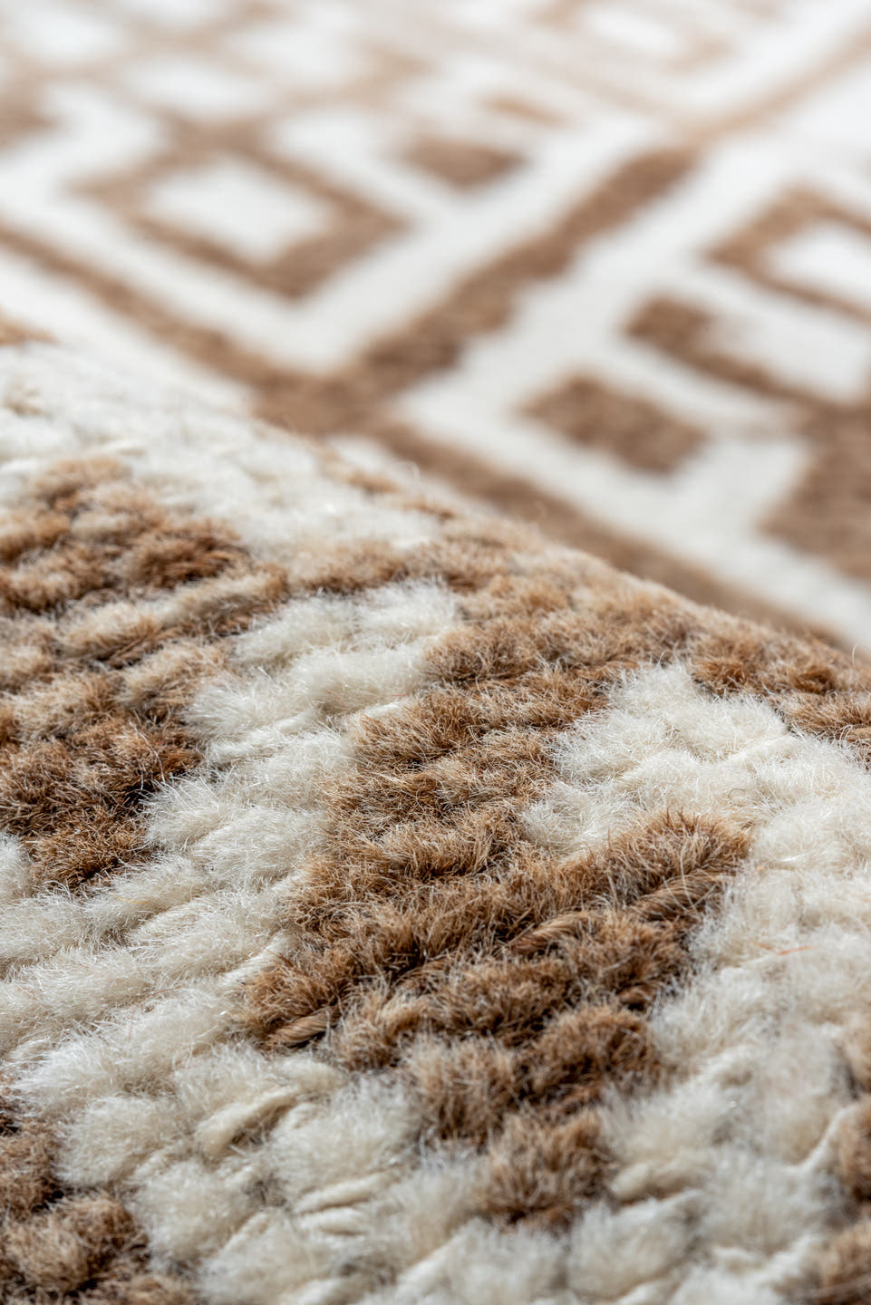 2' x 10' one-of-a-kind handmade vintage Kars runner rug. Color palette: ivory, taupe, brown, beige, gray
