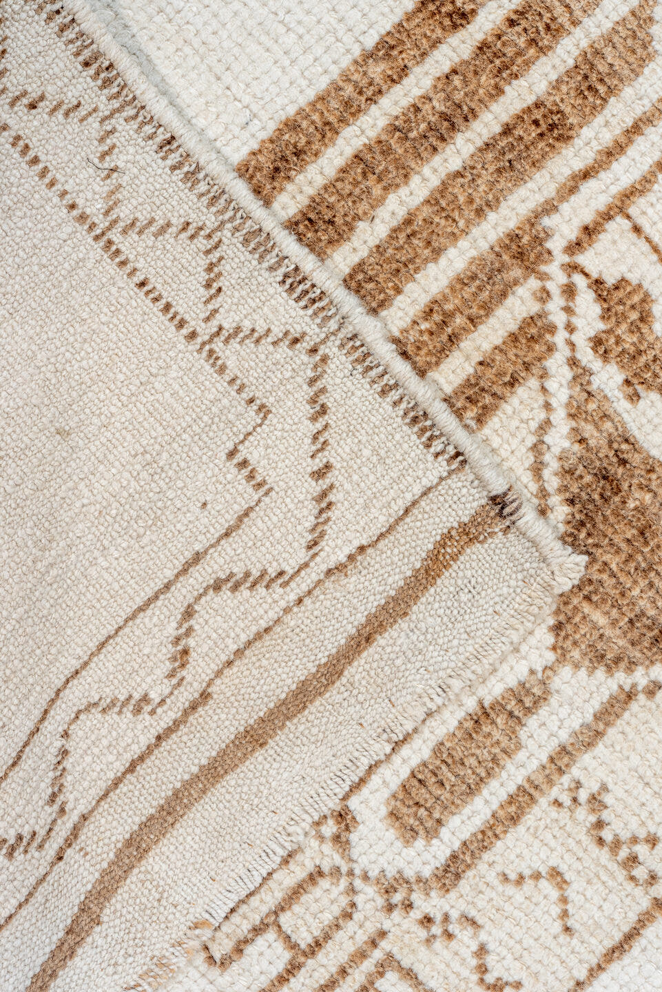 3' x 12' one-of-a-kind handmade vintage Kars runner rug. Color palette: ivory, taupe, brown, camel, beige, gray