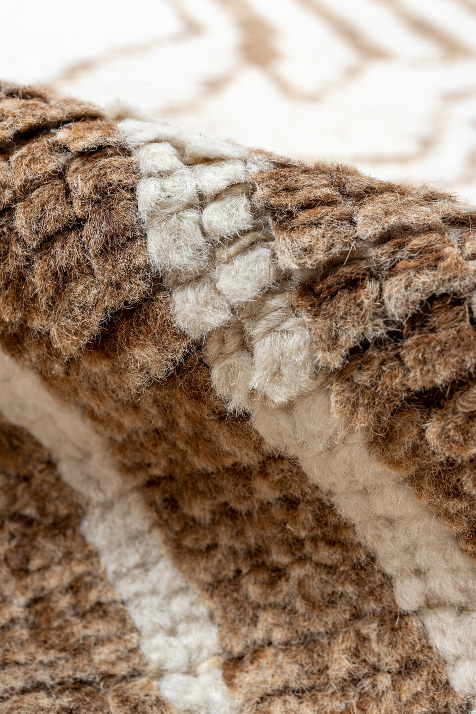 3' x 12' one-of-a-kind handmade vintage Kars runner rug. Color palette: ivory, taupe, brown, camel, beige, gray