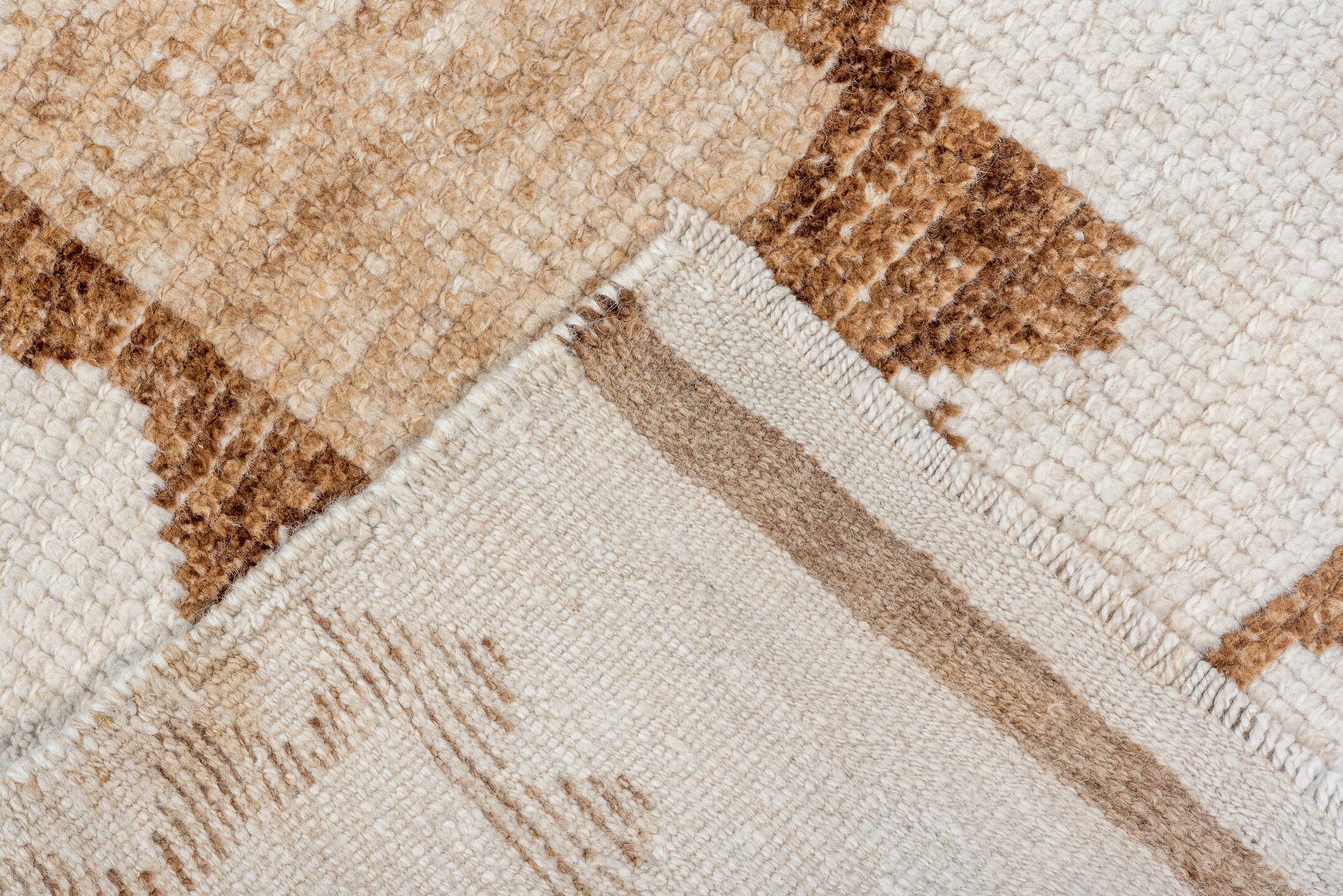 3' x 11' one-of-a-kind handmade vintage Kars runner rug. Color palette: brown, gray, light gray, linen, off-white, old lace