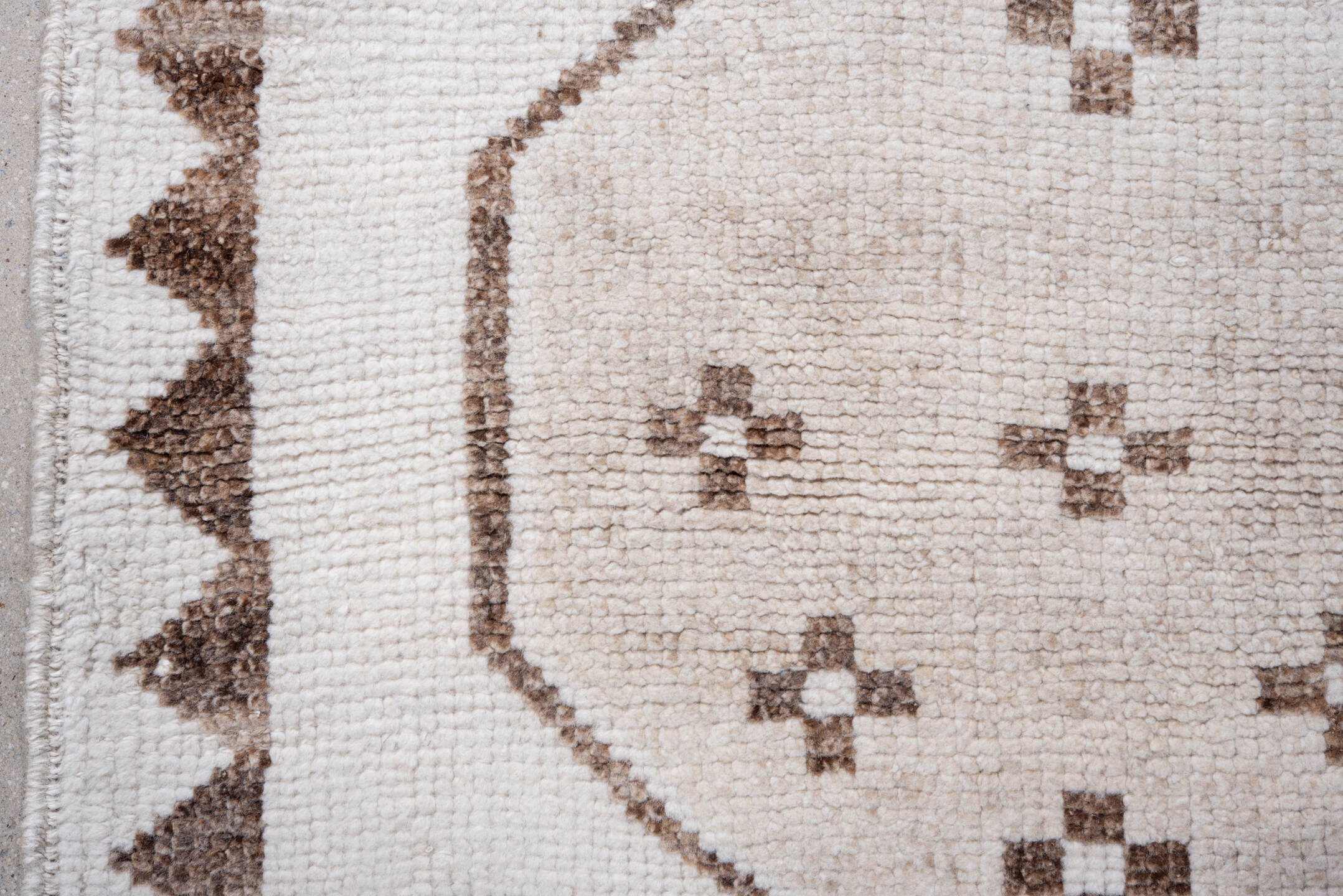 3' x 11' one-of-a-kind handmade vintage Kars runner rug. Color palette: brown, gainsboro, gray, light gray, off-white, pink