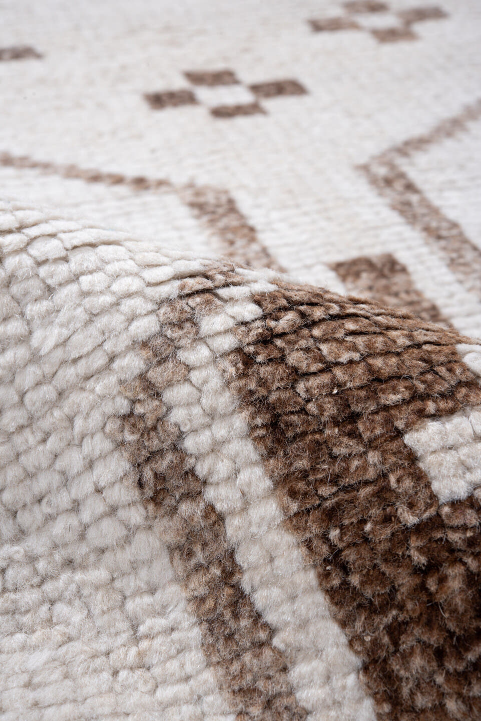 3' x 11' one-of-a-kind handmade vintage Kars runner rug. Color palette: ivory, taupe, camel, beige, brown, gray