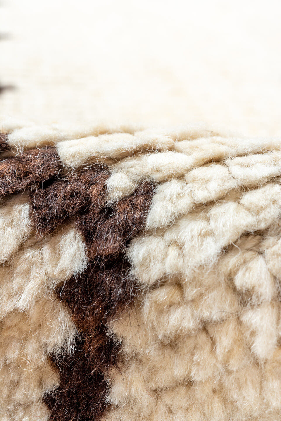 3' x 10' one-of-a-kind handmade vintage Kars runner rug. Color palette: ivory, brown, camel, beige