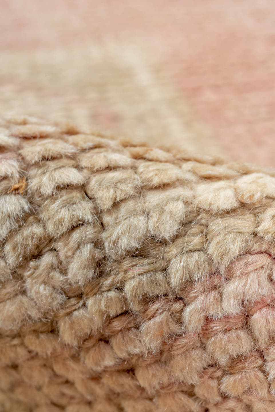 3' x 10' one-of-a-kind handmade vintage Kars runner rug. Color palette: blush, ivory, taupe, coral, rose, beige, pink, gray