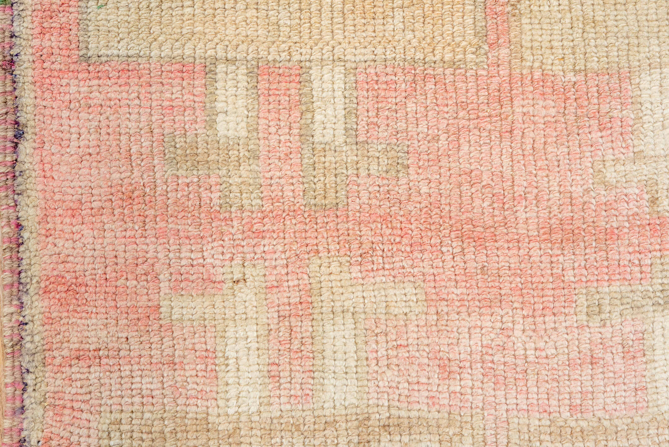 3' x 10' one-of-a-kind handmade antique Kars runner rug. Color palette: blush, ivory, taupe, rose, camel, sage, pink, beige