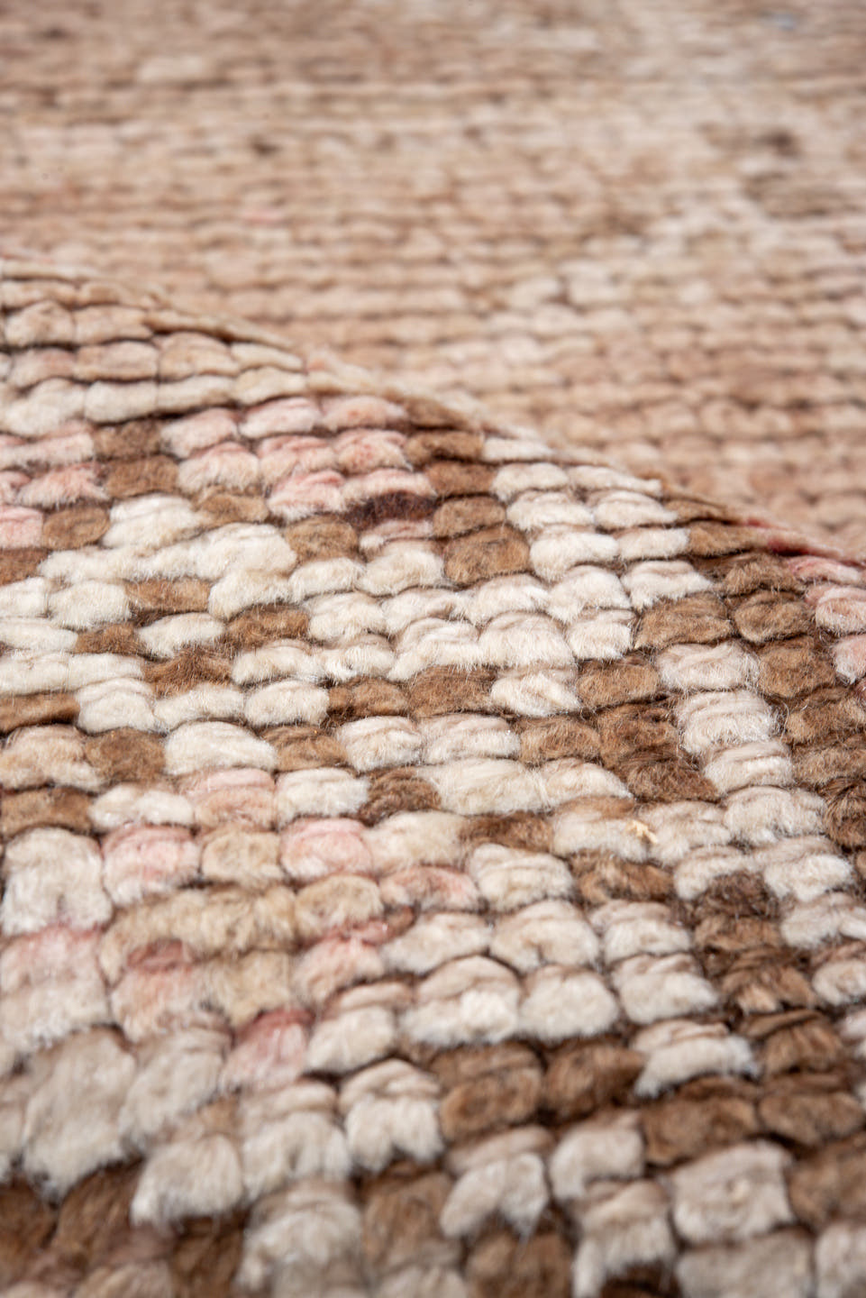 3' x 11' one-of-a-kind handmade antique Kars runner rug. Color palette: blush, ivory, taupe, beige, brown, rose, pink, gray
