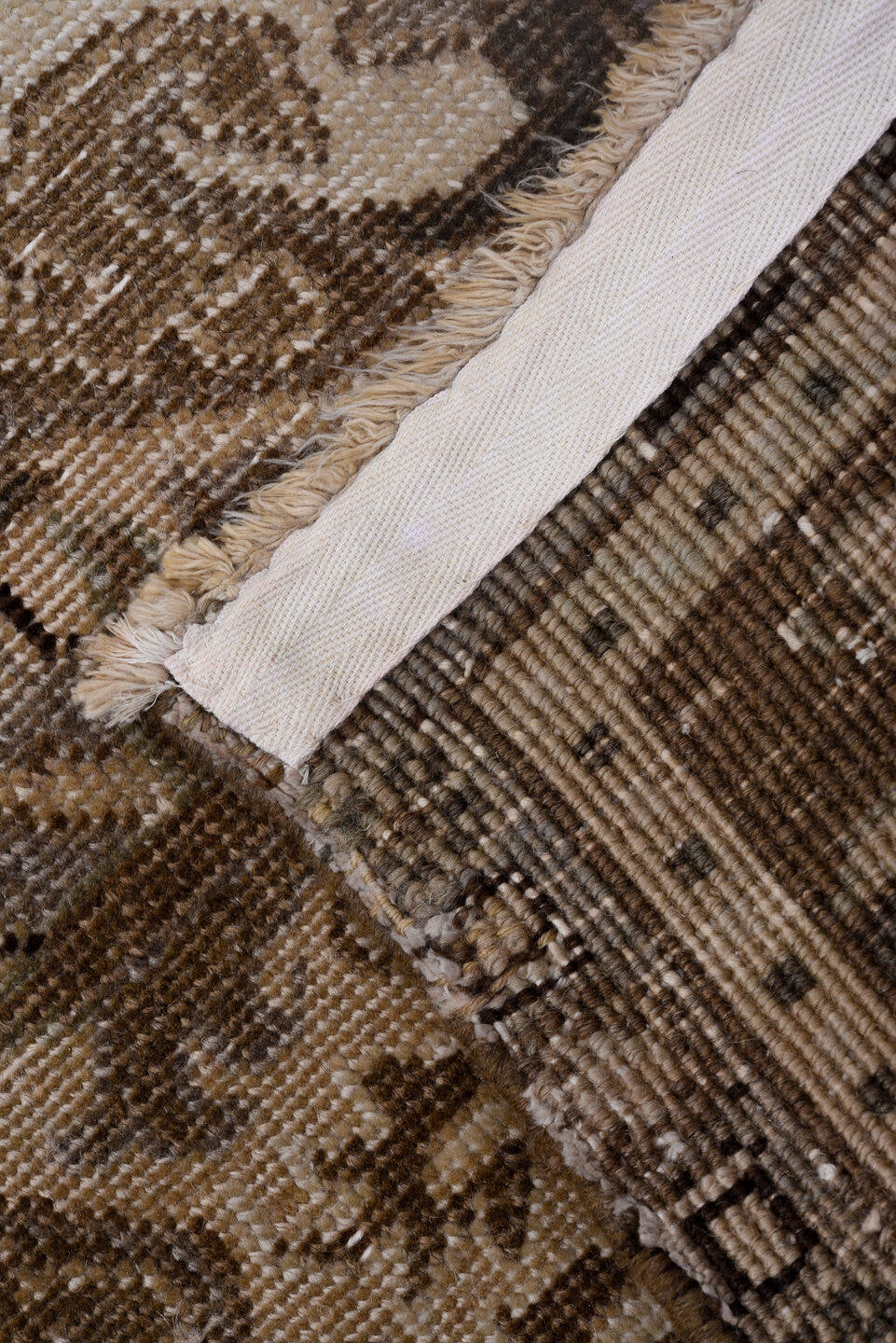 6' x 9' one-of-a-kind handmade antique Heriz medium size rug. Color palette: taupe, beige, brown, ivory, pale blue, charcoal