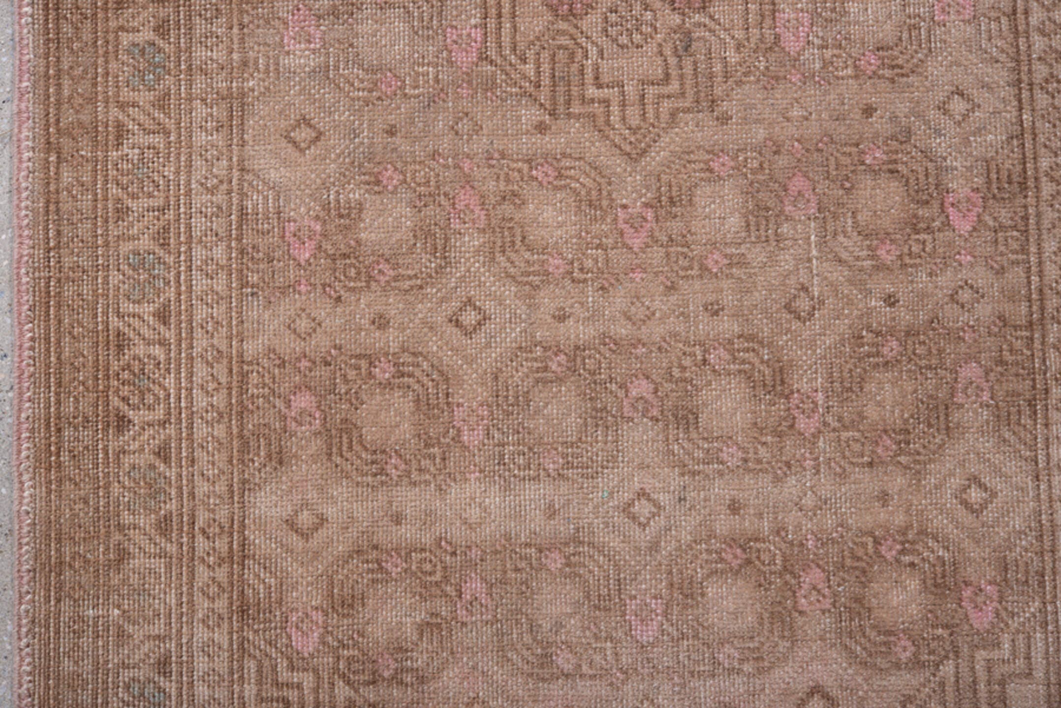 2' x 7' one-of-a-kind handmade antique Sarab runner rug. Color palette: taupe, dusty rose, beige, camel, ivory, soft brown